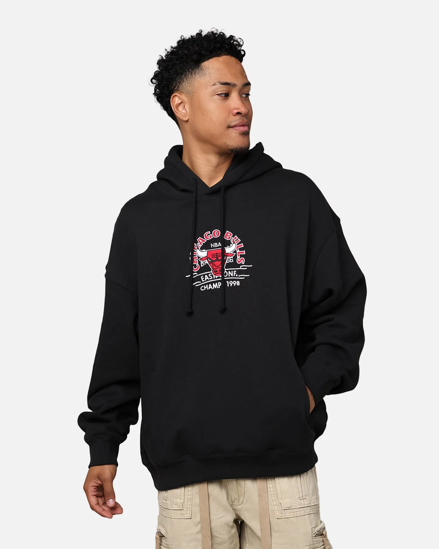 Reinforced Seams Smart Casual Mitchell & Ness Chicago Bulls Letterman Hoodie Black