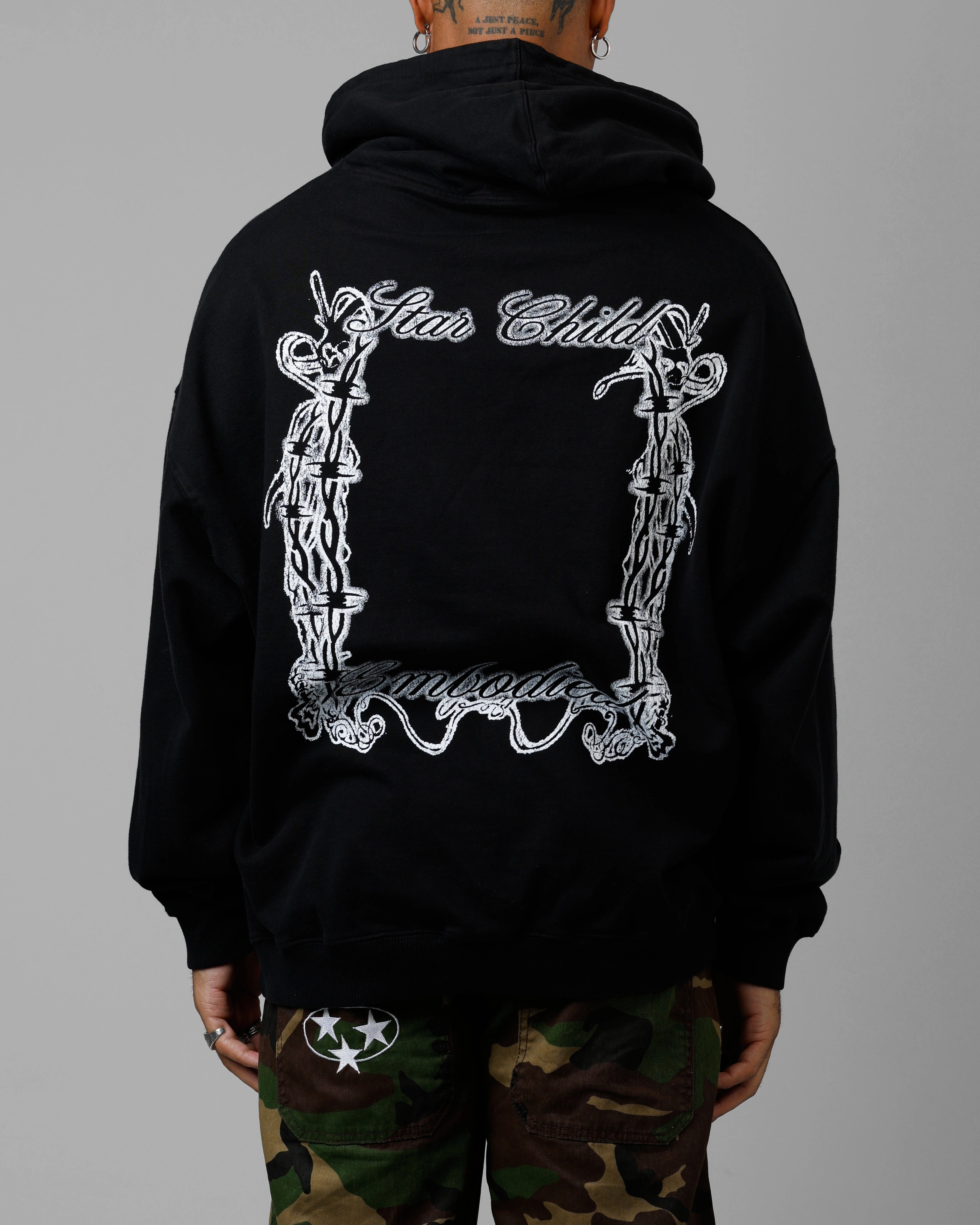 YKK Zipper Quality Loiter Earth Angel Premium Hoodie Black