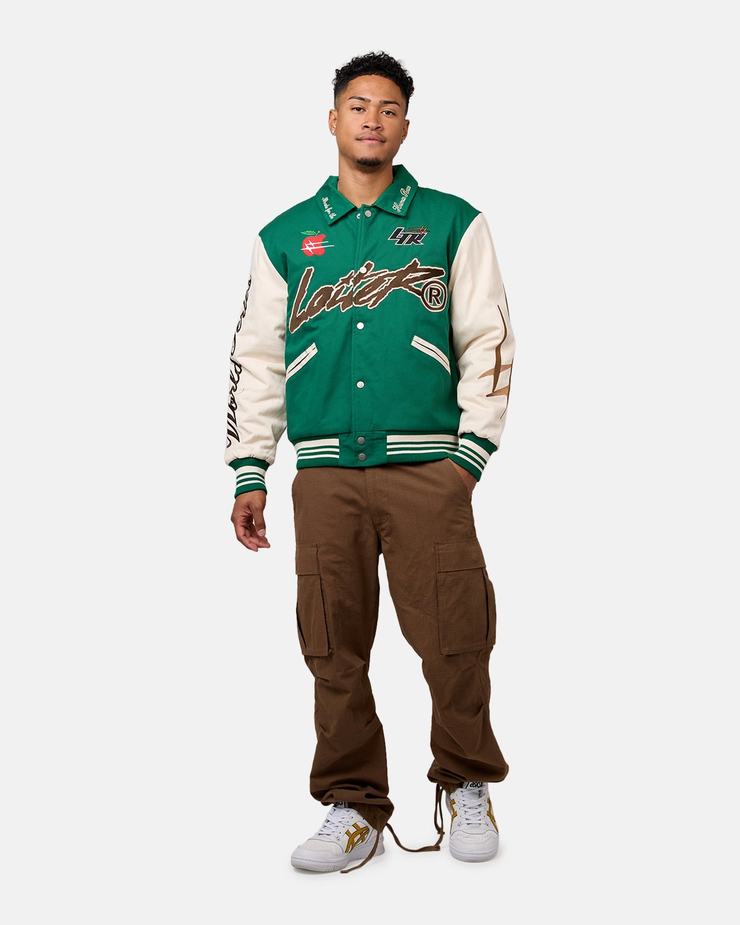 suitable for photography Loiter World Series Varsity Jacket Green