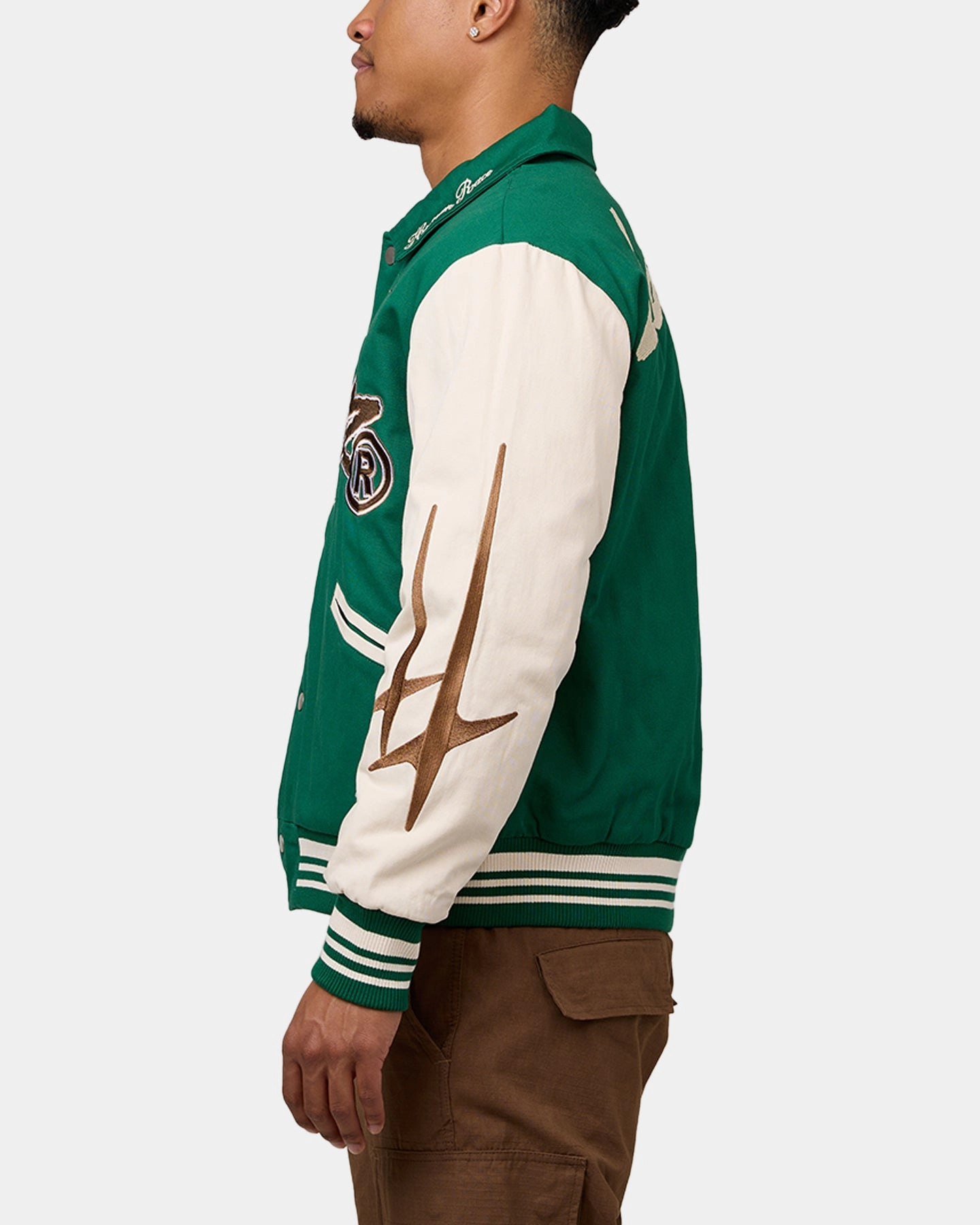 Loiter World Series Varsity Jacket Green Clean Cut suitable for charity events