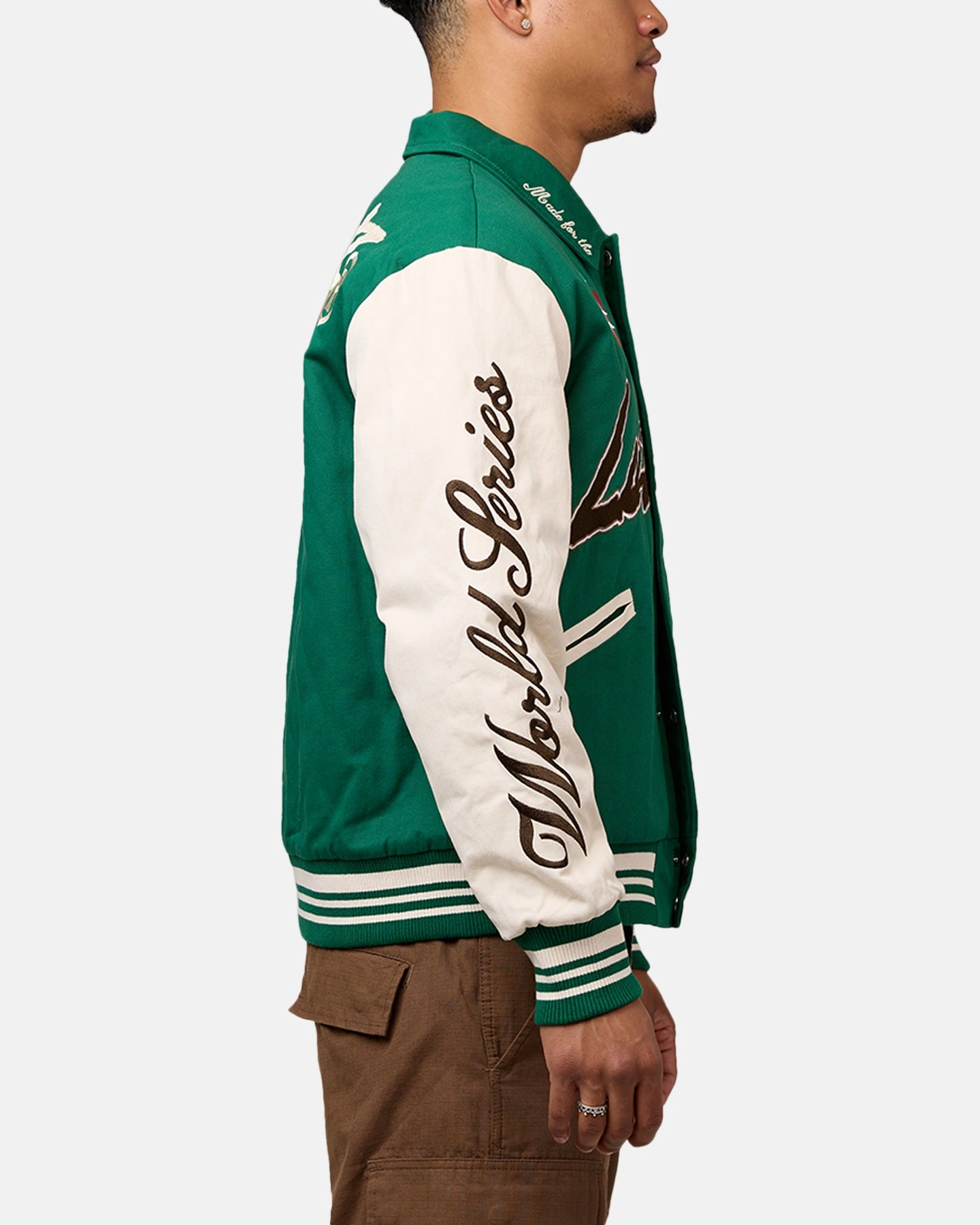 Loiter World Series Varsity Jacket Green Swim Street Vibe