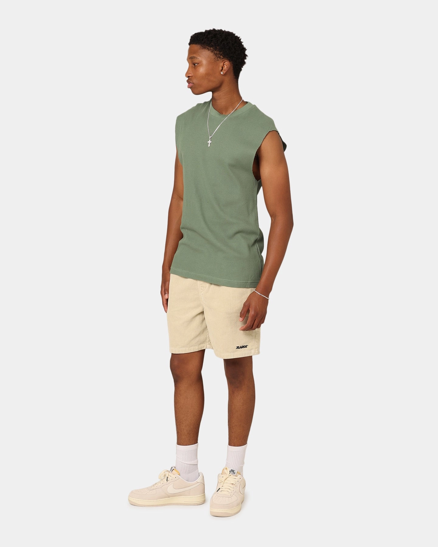 XXIII Waffle Muscle Singlet Sage Elegant Detail