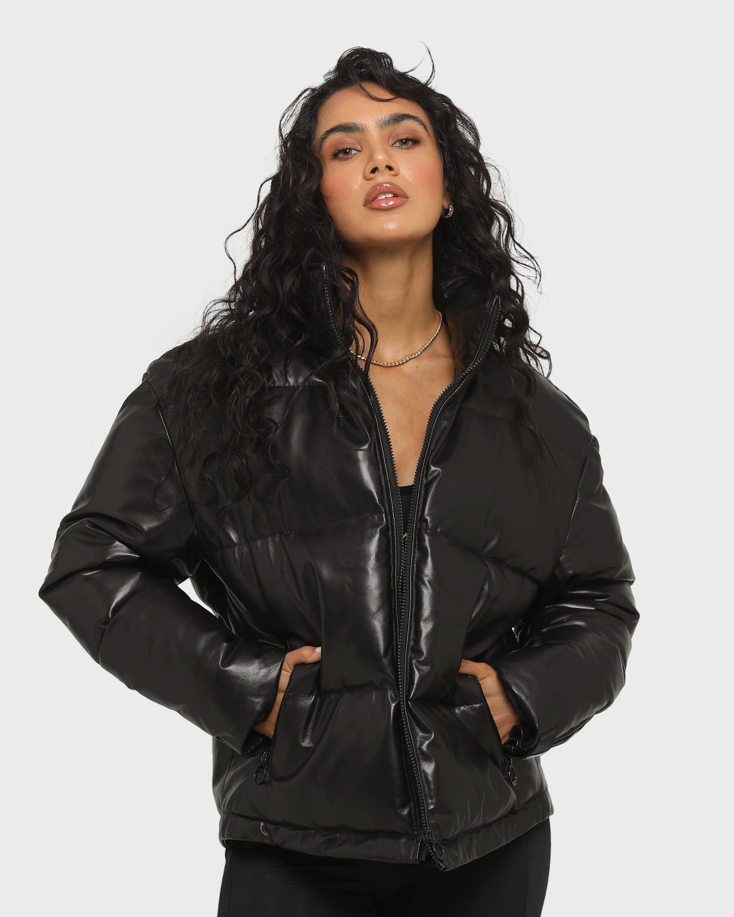 PYRA Women's Vandal Leather Puffa Black FlexibleMovement Patterned