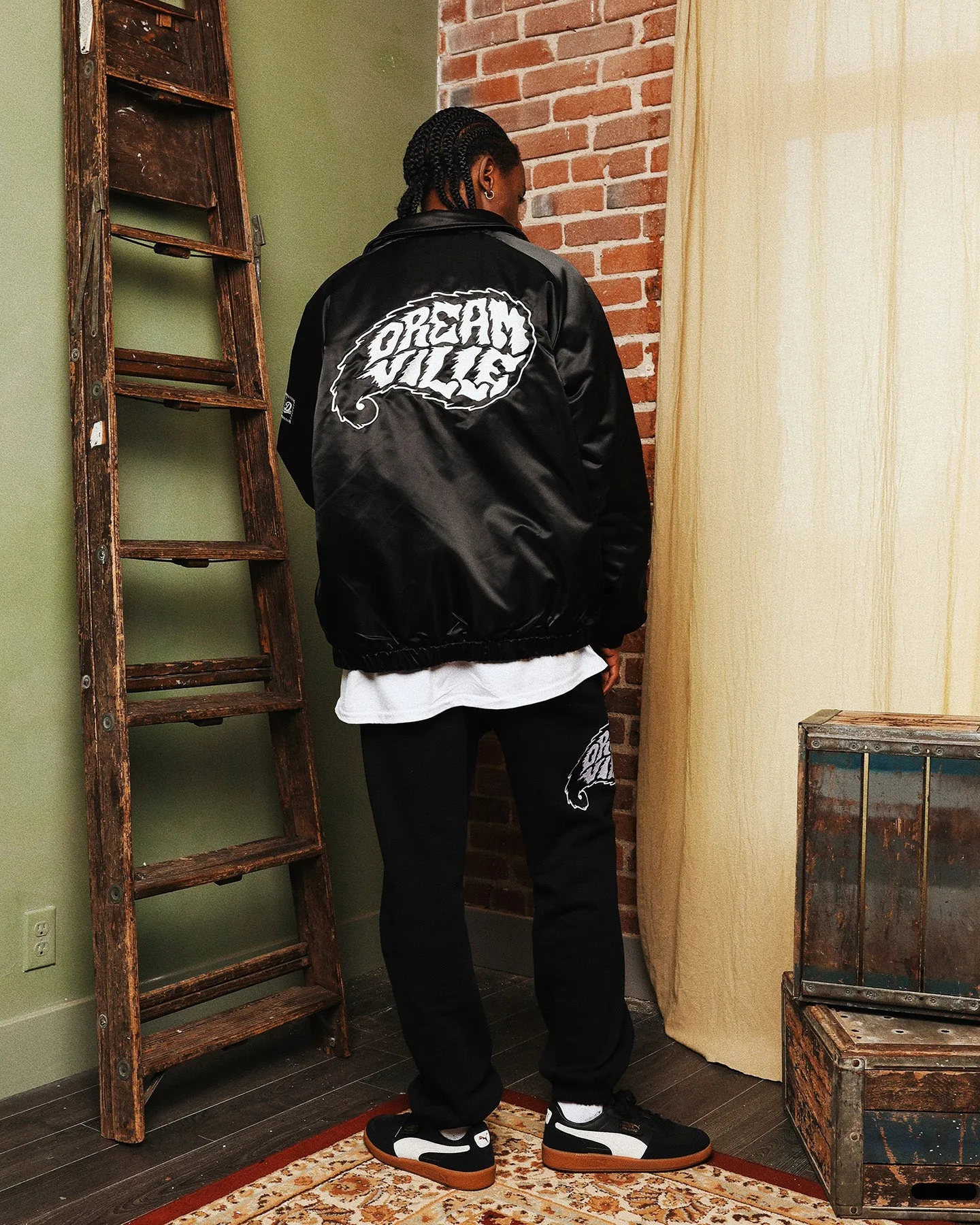 Windproof Jacket Dreamville Dreamville Paisley Coach Jacket Black