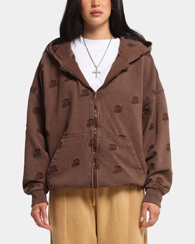 City Edge Freelancer Uniform Dreamville Logo All Over Zip Hoodie Brown