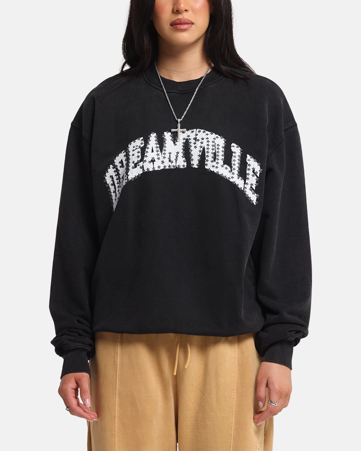 Allergen Free Processing Cozy Look Dreamville Stars Crewneck Black