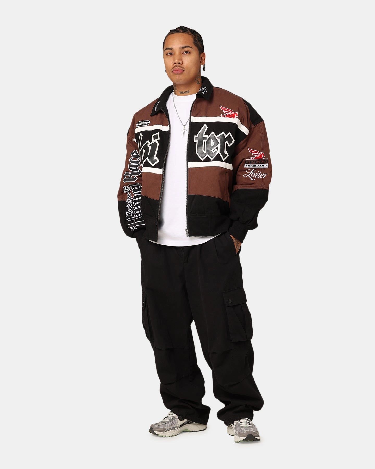 Dual Zipper System Teflon Coated Fabric Loiter Drift Circuit Jacket Brown