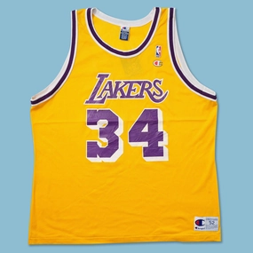 Thermal Insulation Layer Flexible Neckline Vintage Champion Los Angeles Lakers Jersey XLarge