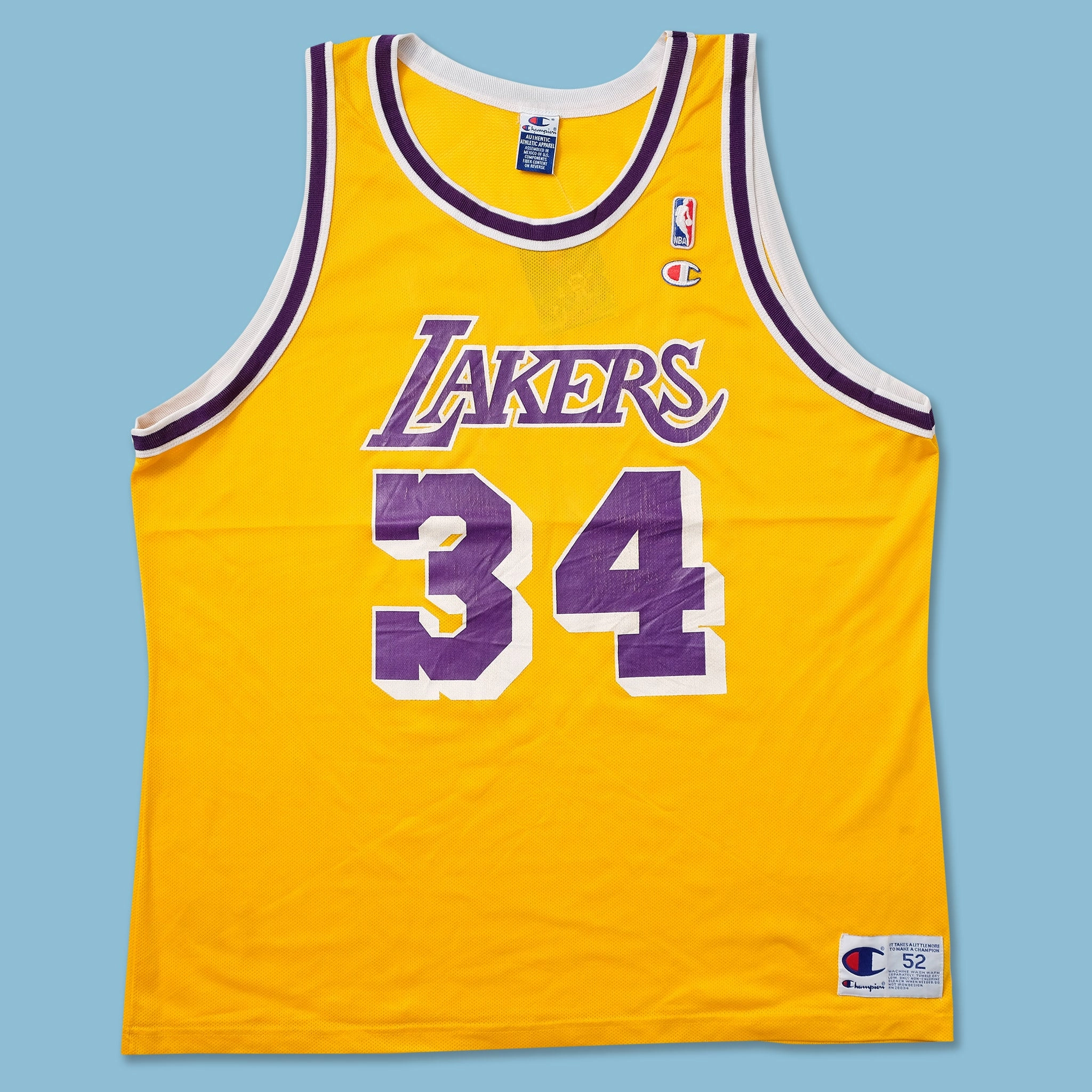Thermal Insulation Layer Flexible Neckline Vintage Champion Los Angeles Lakers Jersey XLarge