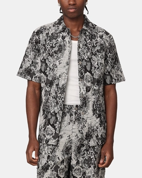 Workwear Style XXIII Denim Jacquard Button Up Shirt Black Denim