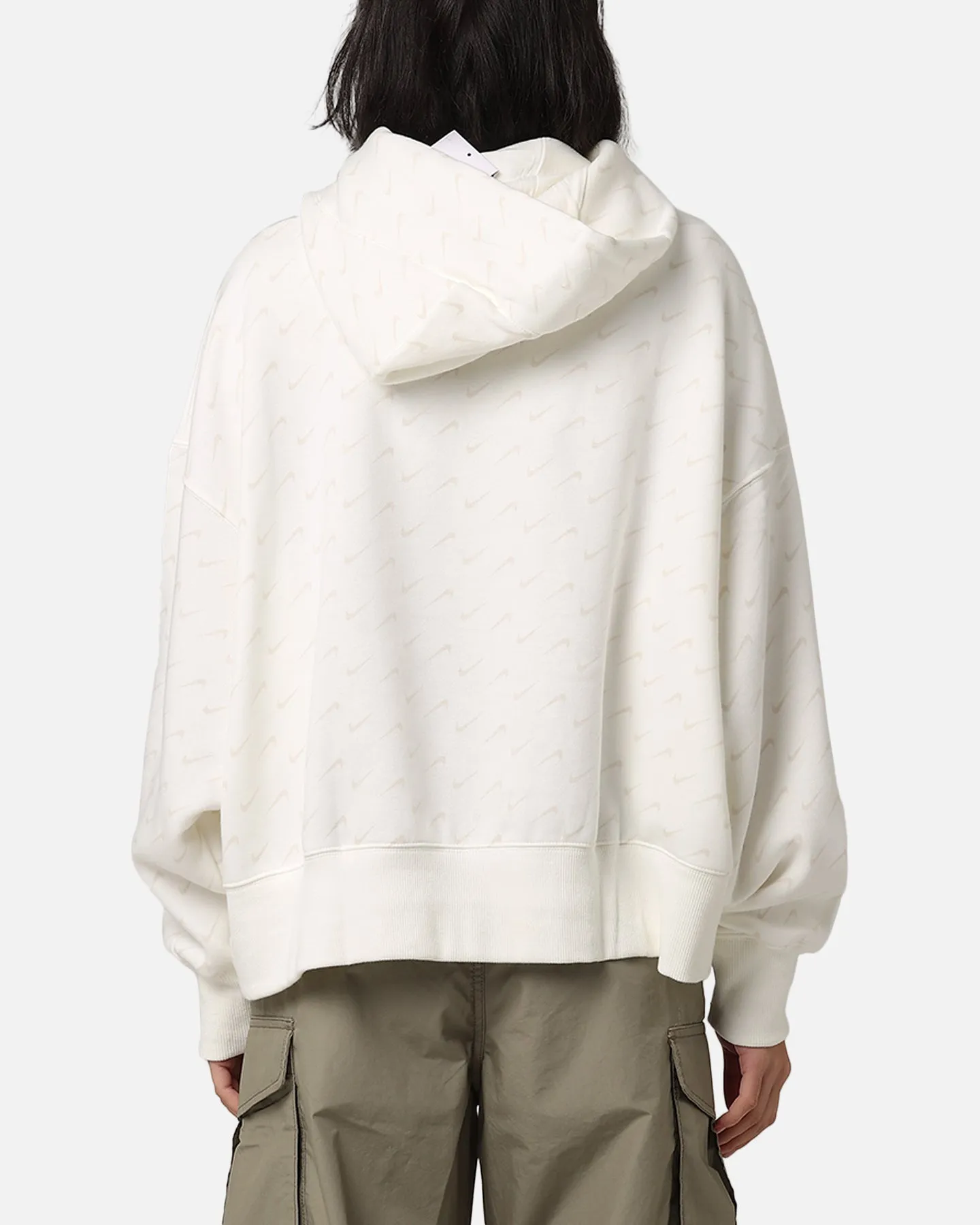 Nike Women's Sportswear Pheonix Oversized Fleece Hoodie Sail Flexible Zipper System