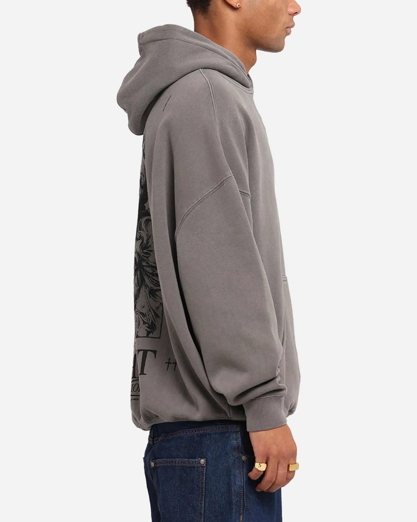 Criticism Protect Saint Morta Lost Souls Boxy Hoodie Washed Charcoal