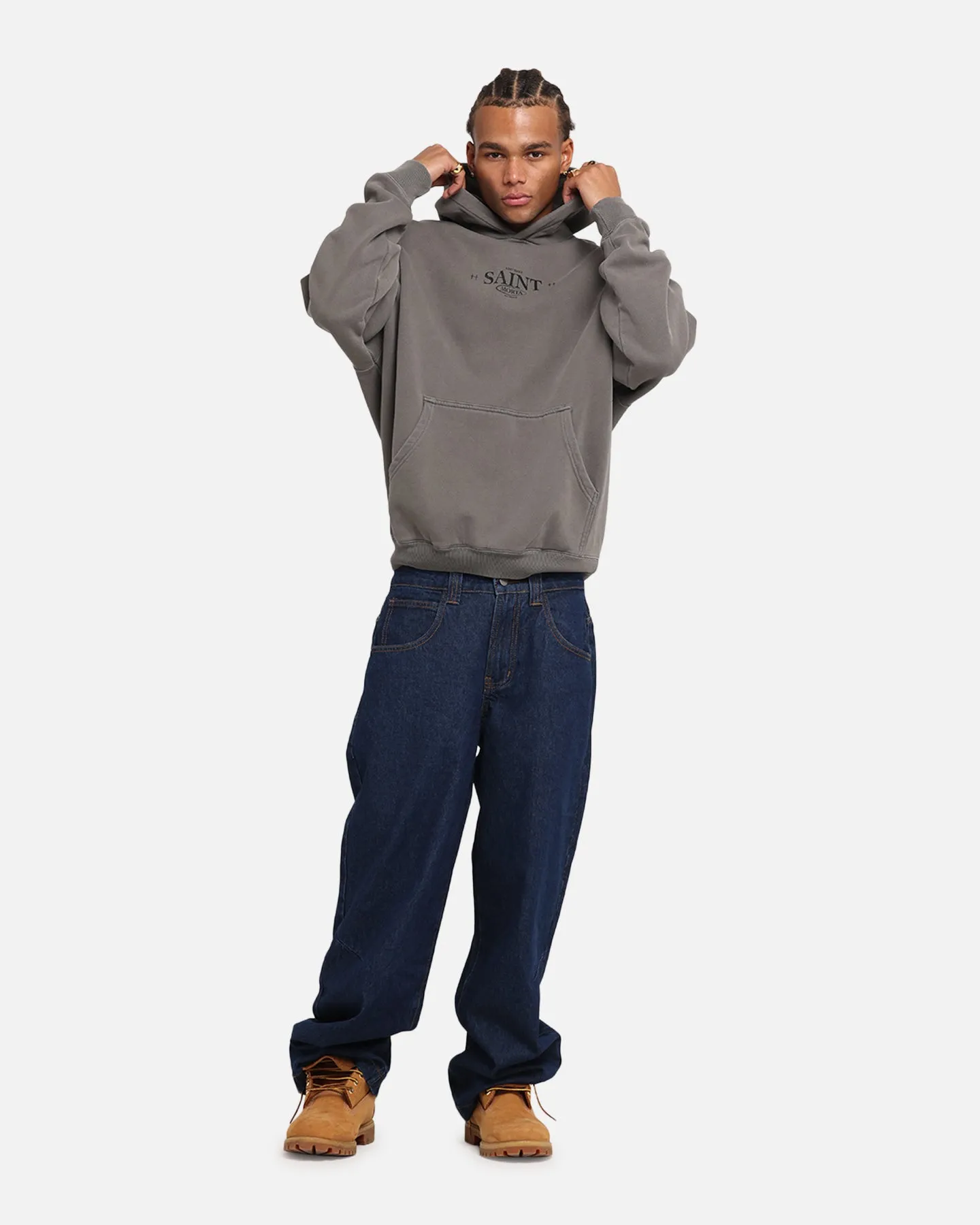 Indoor Use Saint Morta Lost Souls Boxy Hoodie Washed Charcoal