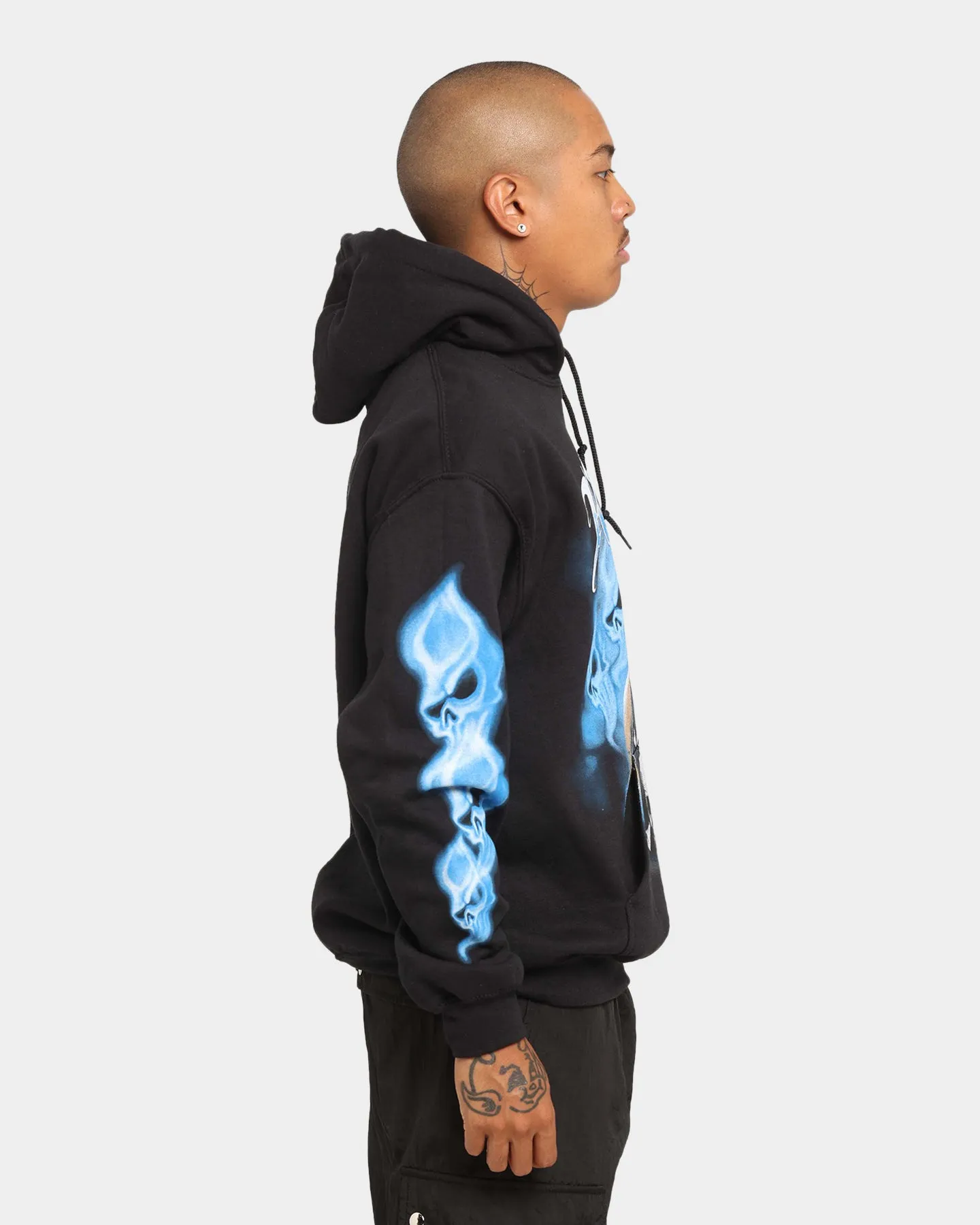 Layered Rodman Brand Rodman Skulls Vintage Hoodie Black Wash