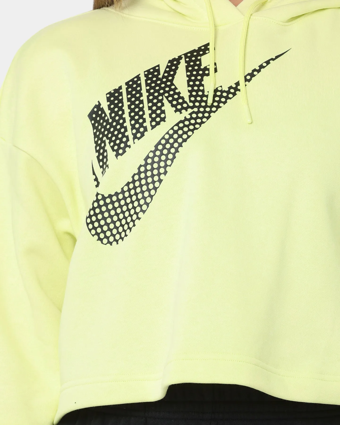 Nike Women's Nike Sportswear Cropped Fleece Dance Hoodie Luminous Green Heat Control Secure Storage