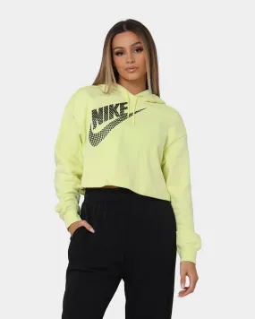 Nike Women's Nike Sportswear Cropped Fleece Dance Hoodie Luminous Green Windbreaker Tech Threat