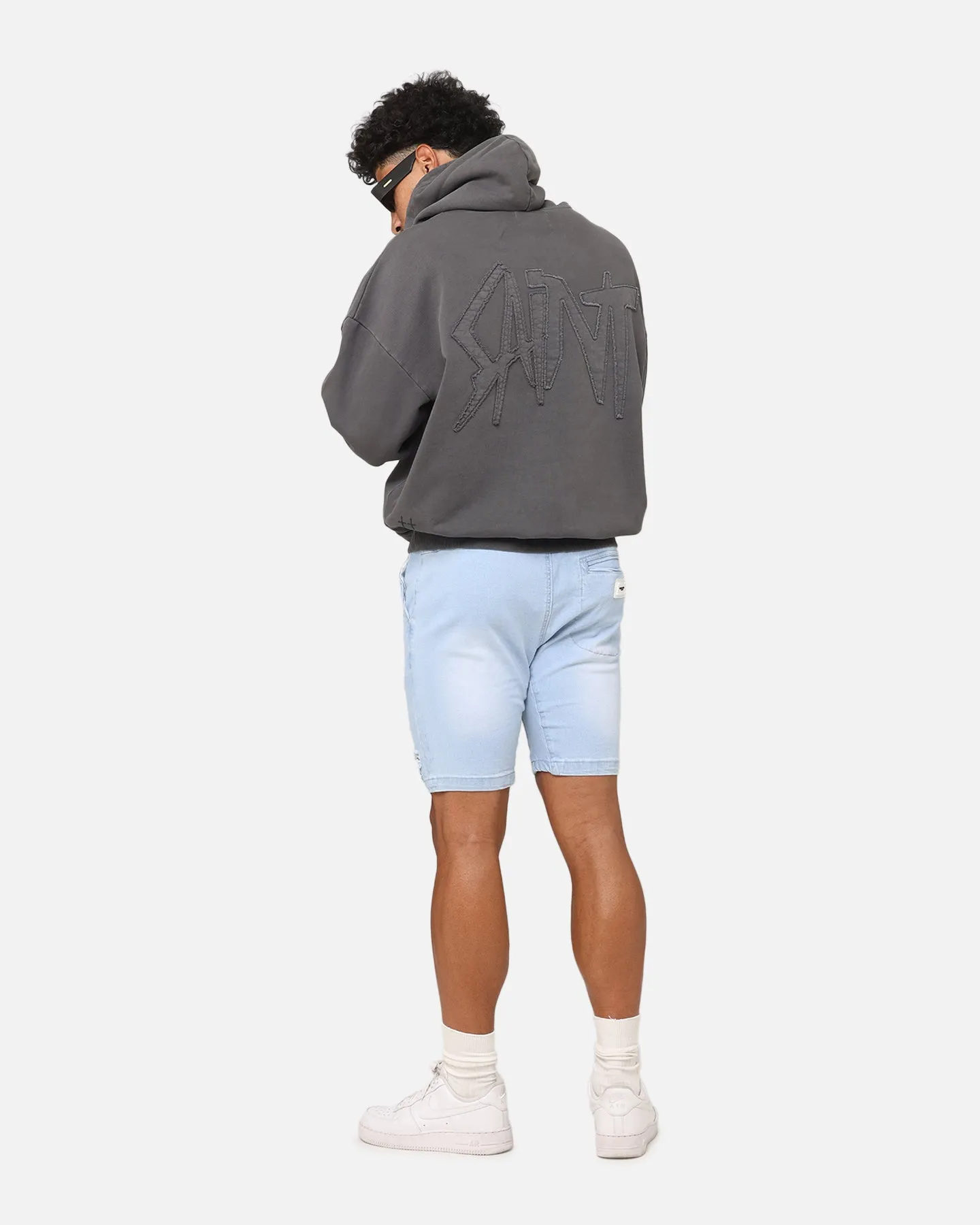 Durable Quality Flexible Neckline Saint Morta Pericles Applique Hoodie Washed Charcoal