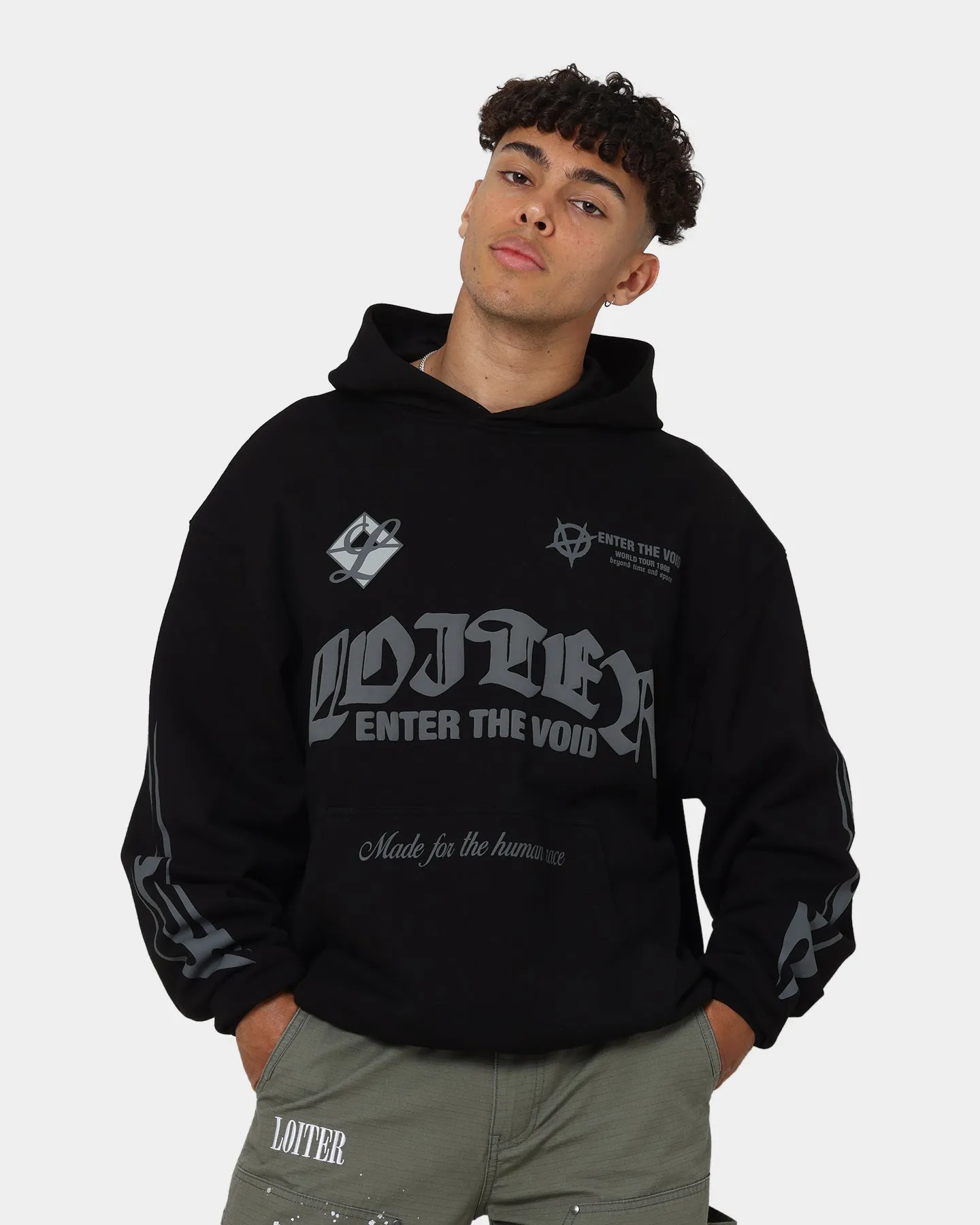 Loiter Void Multi Logo Hoodie Black/Charcoal Thermal regulation