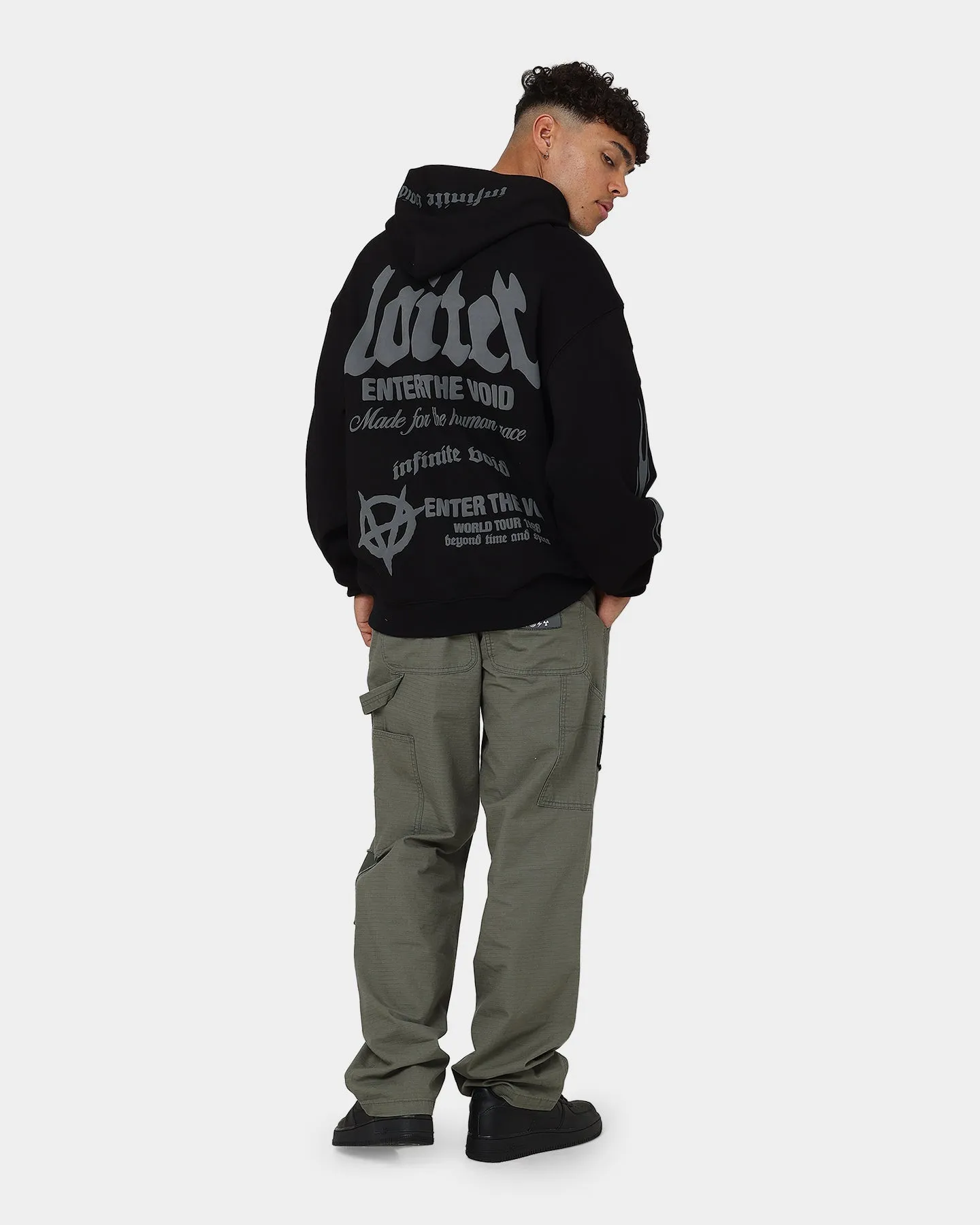 Loiter Void Multi Logo Hoodie Black/Charcoal Travel Comfort