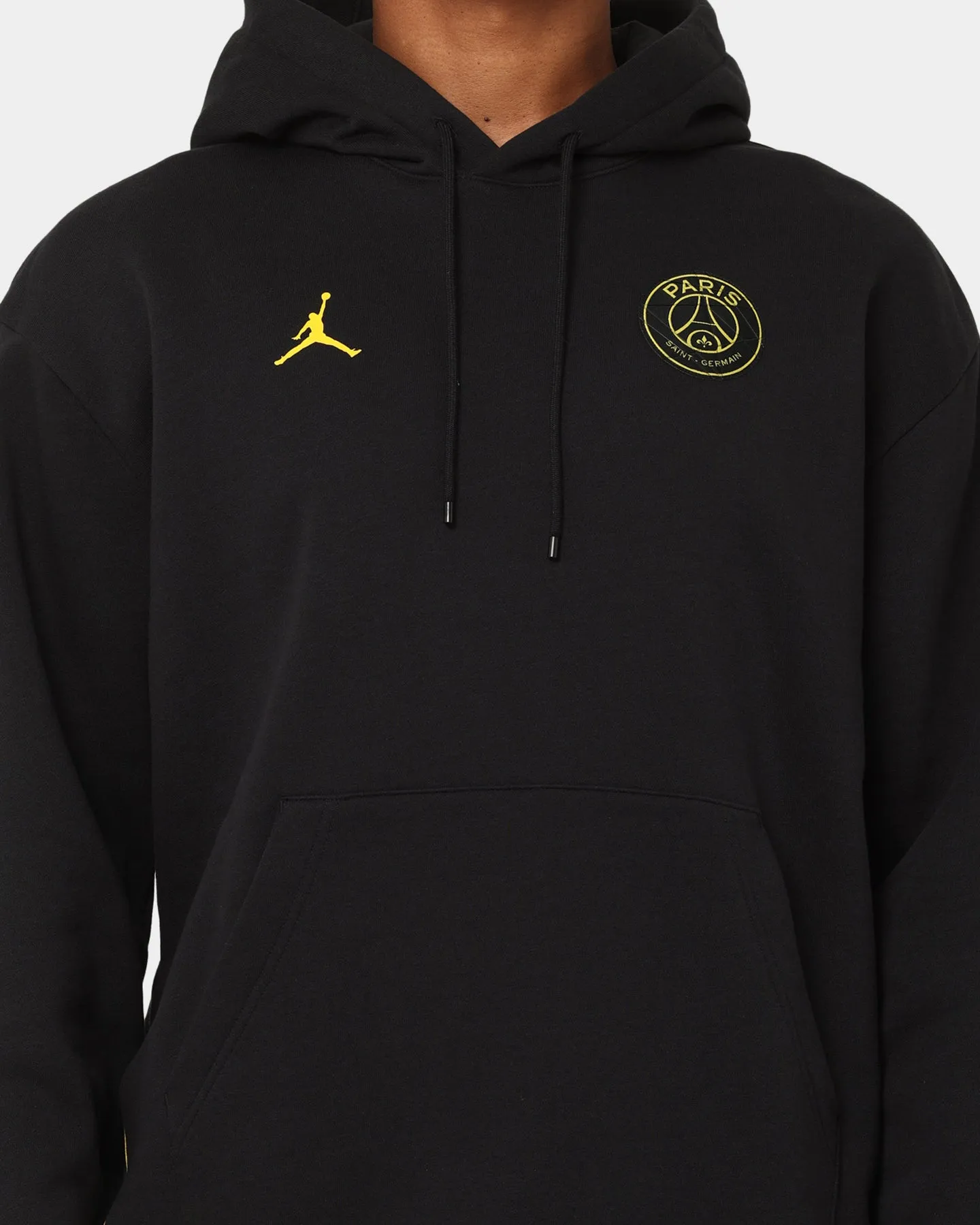 Infrastructure Jordan X Paris Saint-Germain Fleece Pullover Hoodie Black/Tour Yellow