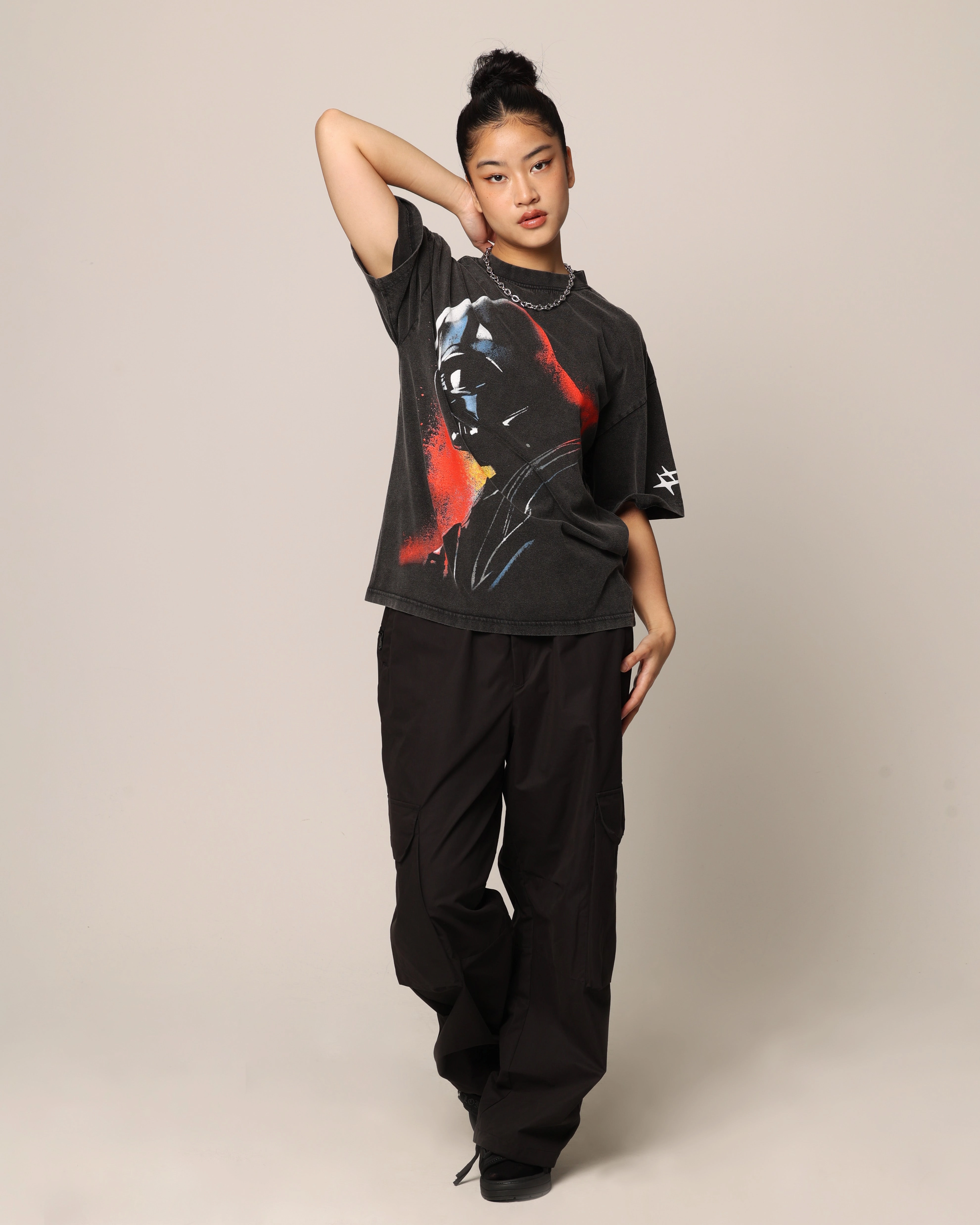 Daily Trend Look Wool combination Star Wars Darth Vader T-Shirt Vintage Black