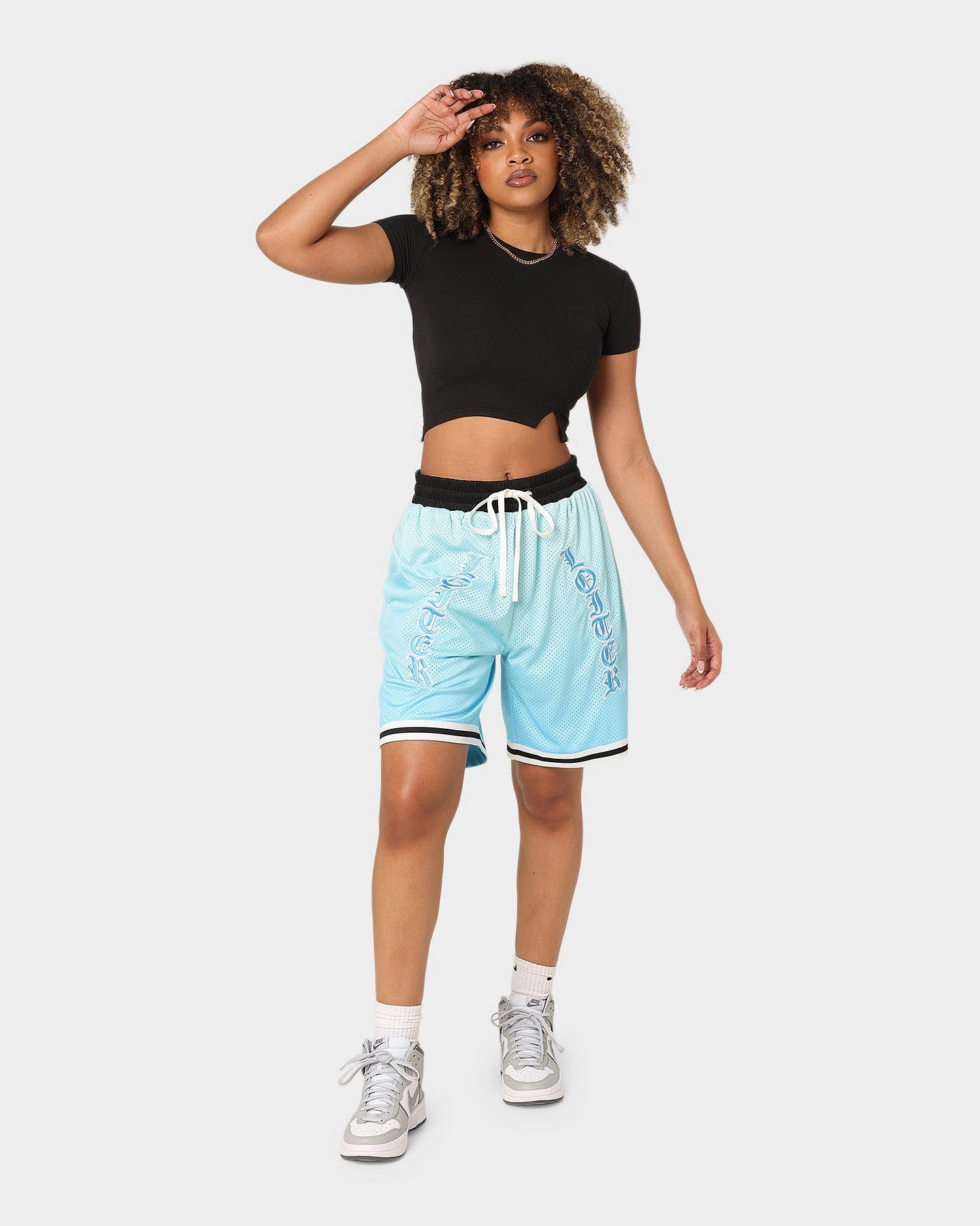 Loiter Script Ball Shorts Blue Versatile Style