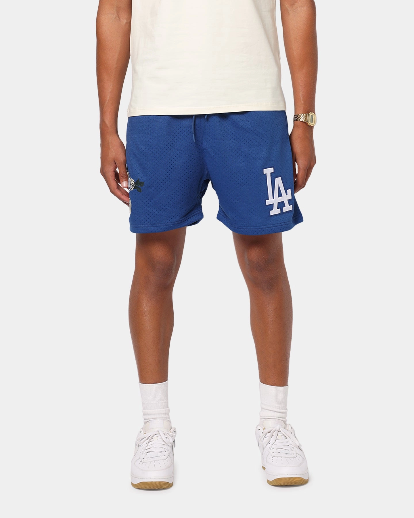 Pro Standard Los Angeles Dodgers Roses Mesh Shorts Dark Blue LightweightFabric hikers