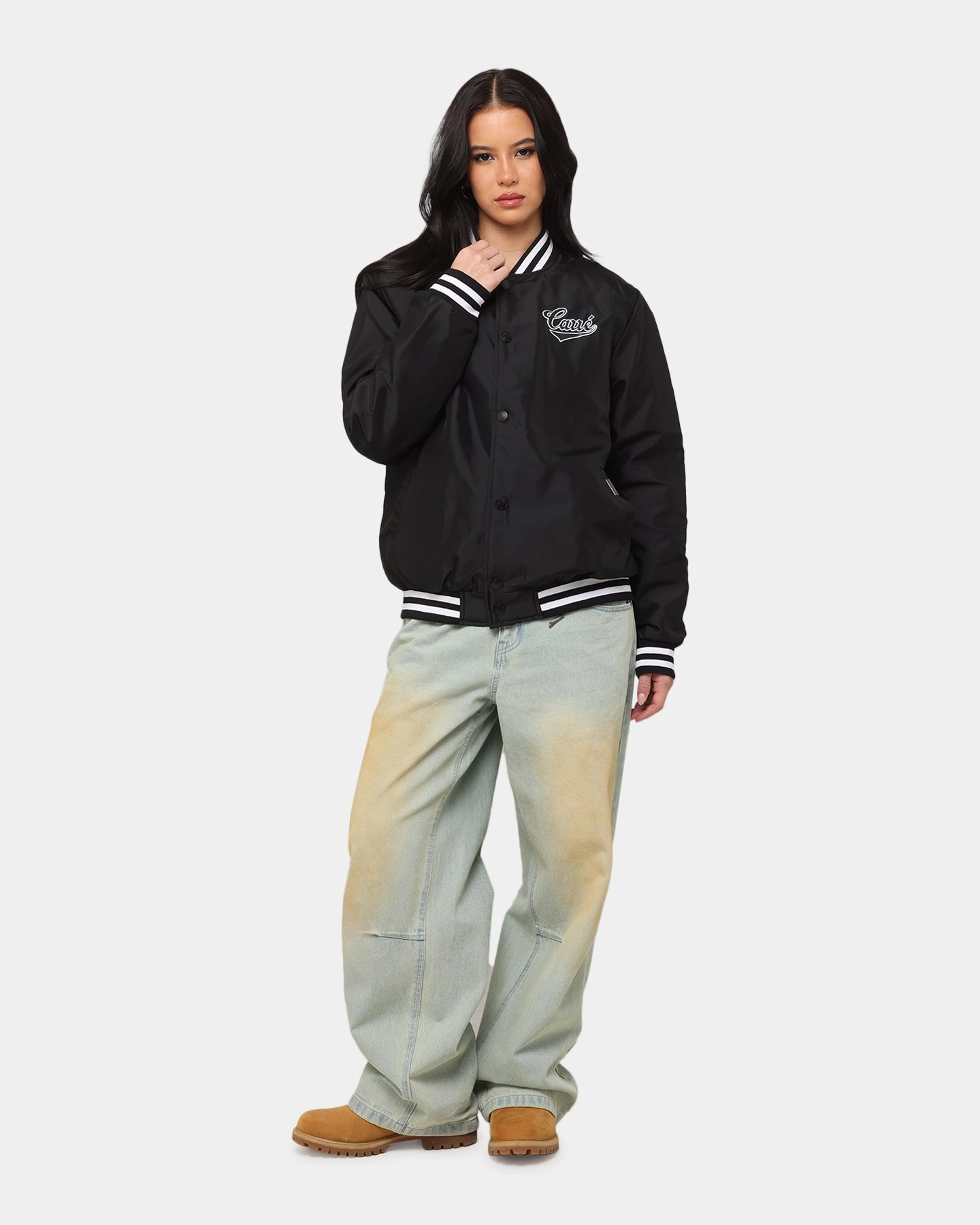 Carre Team Puffer Varsity Jacket Black/White Optimize Alternative