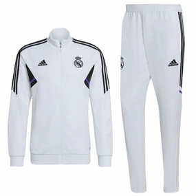 ComfortFit MoistureWicking Real Madrid white training bench Soccer tracksuit 2022/23 - Adidas