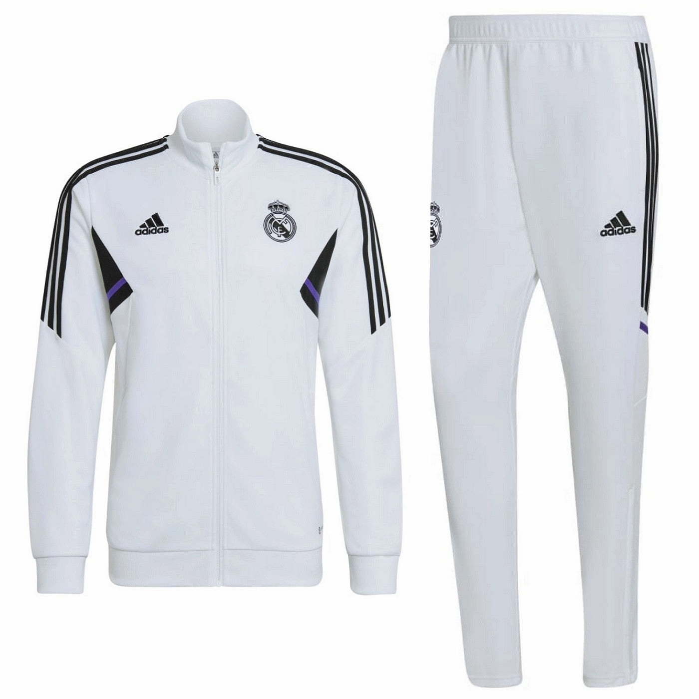 ComfortFit MoistureWicking Real Madrid white training bench Soccer tracksuit 2022/23 - Adidas