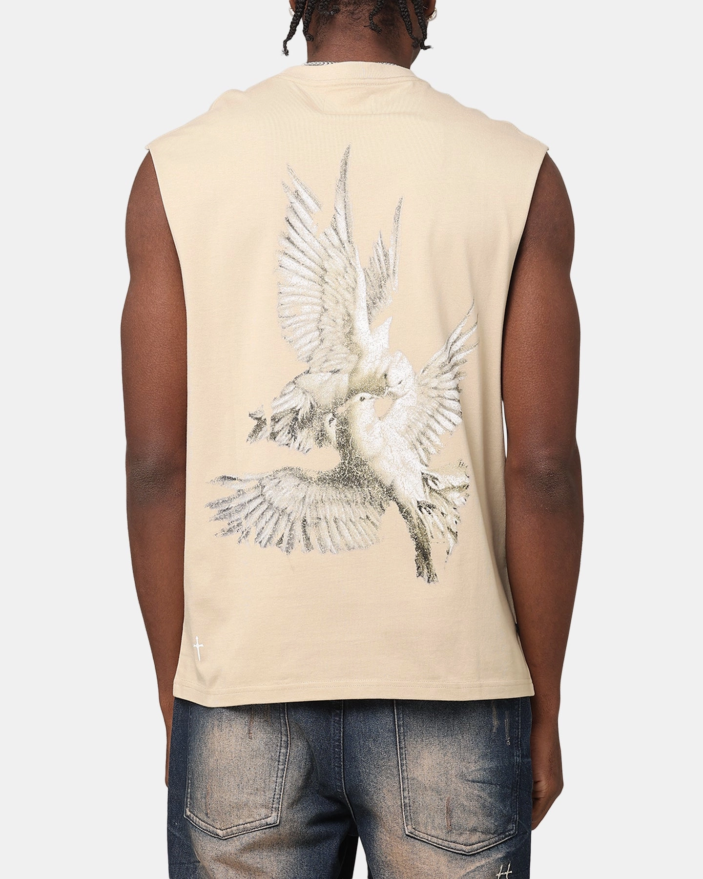 Classic Style Trend Saint Morta Doves Oversized Muscle T-Shirt Stone
