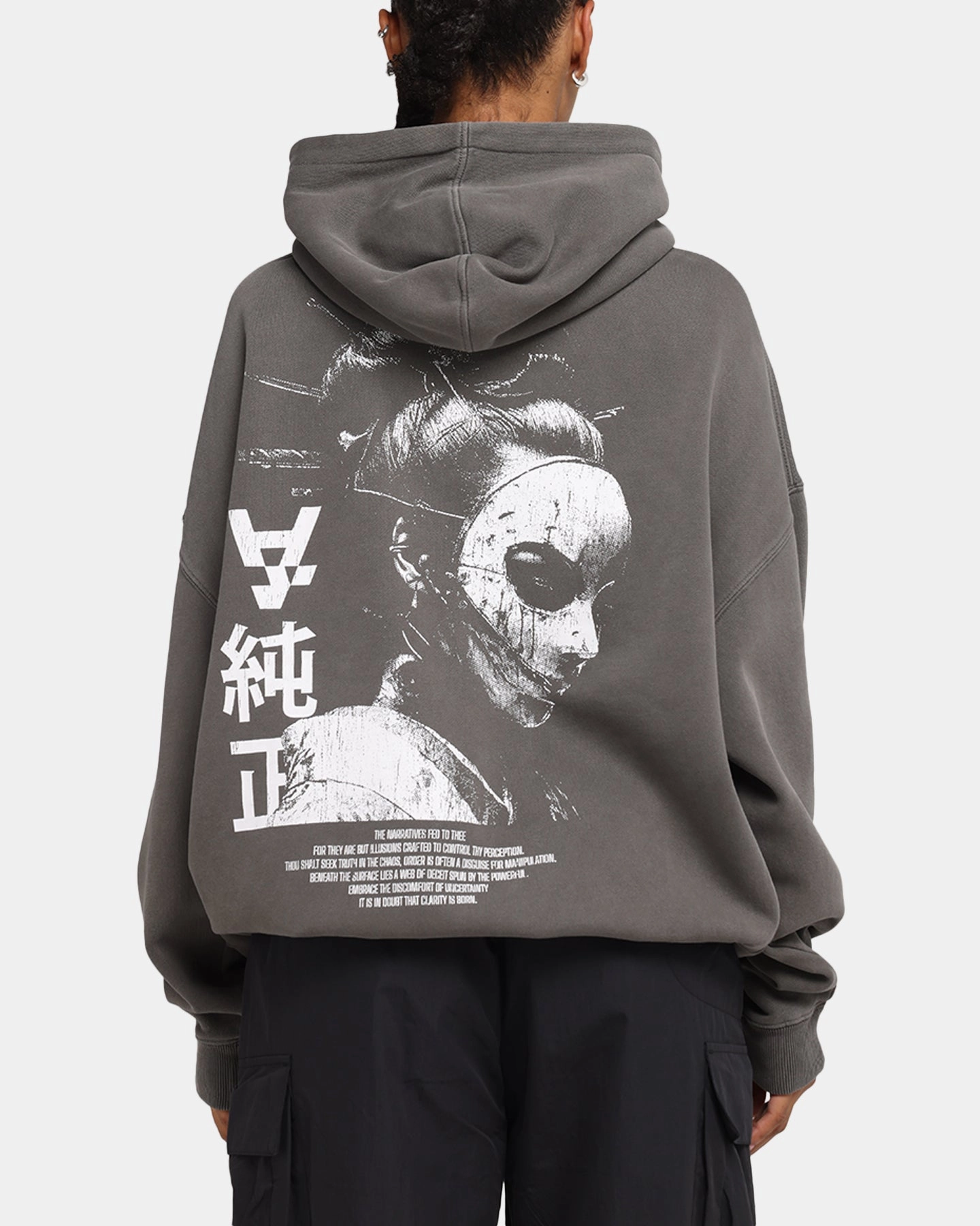 The Anti Order Truth In Chaos Boxy Hoodie Washed Charcoal Soft Lining