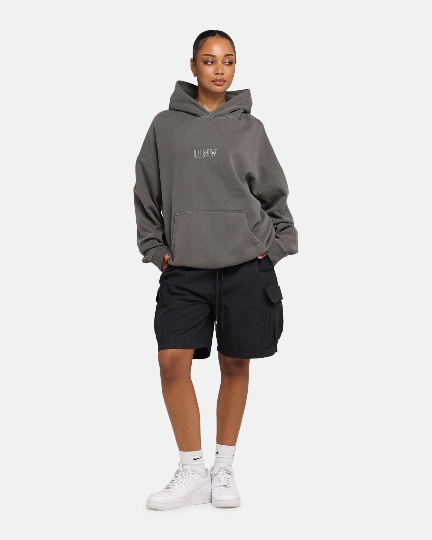 Shopping wear All Season Staple The Anti Order Truth In Chaos Boxy Hoodie Washed Charcoal