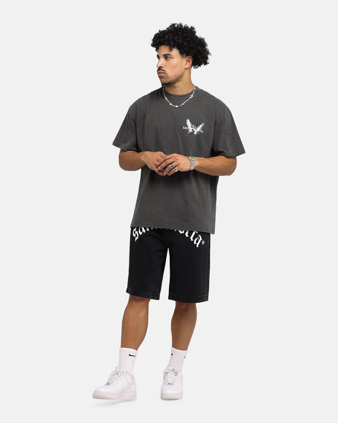 Saint Morta Amplus Gothic Denim Jort Shorts Black Shadow FunctionalZipper