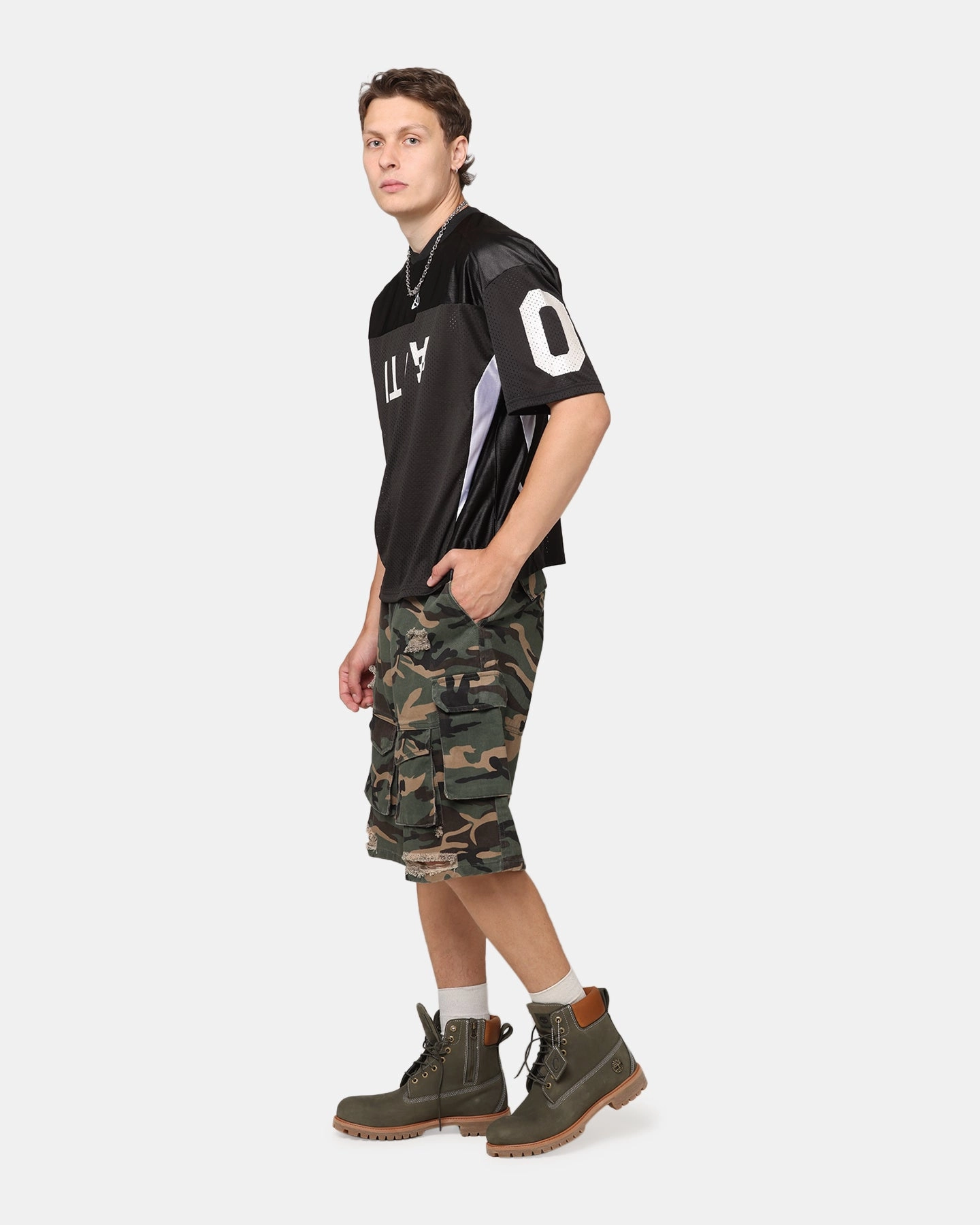 AntibacterialCoating The Anti Order Artillery Baggy Cargo Shorts Woodland Camo