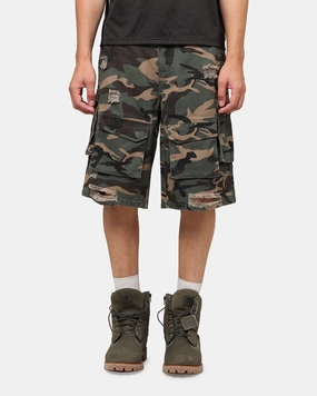Recycled Polyester AntiStaticFinish The Anti Order Artillery Baggy Cargo Shorts Woodland Camo