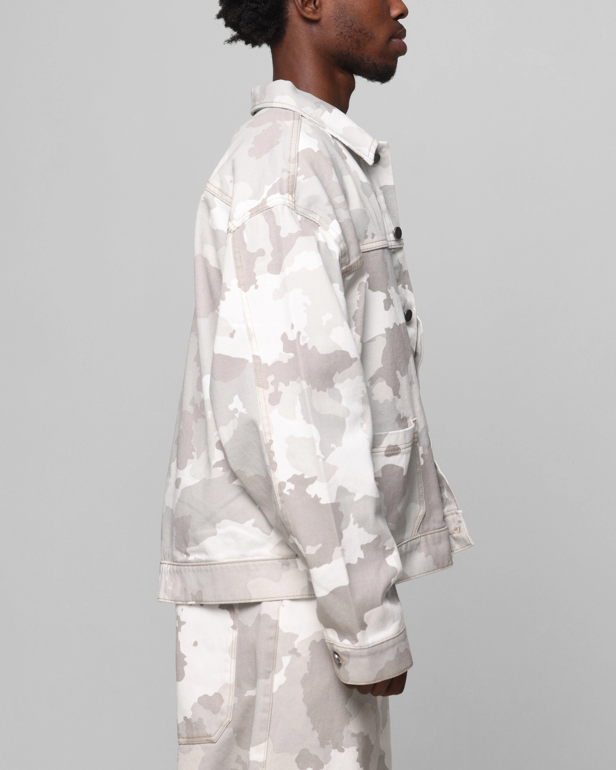 Loiter Prestige Denim Jacket Snow Camo indoor gathering