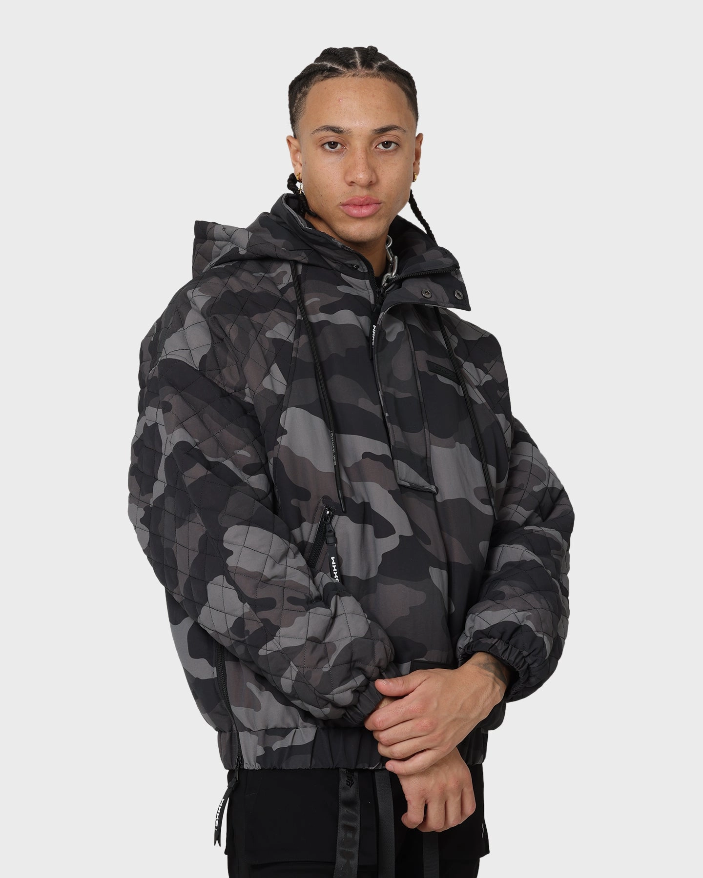 DXXMLIFE L-3 Quilted AnXrak Nid Jacket Grey Camo Multi Pocket Design