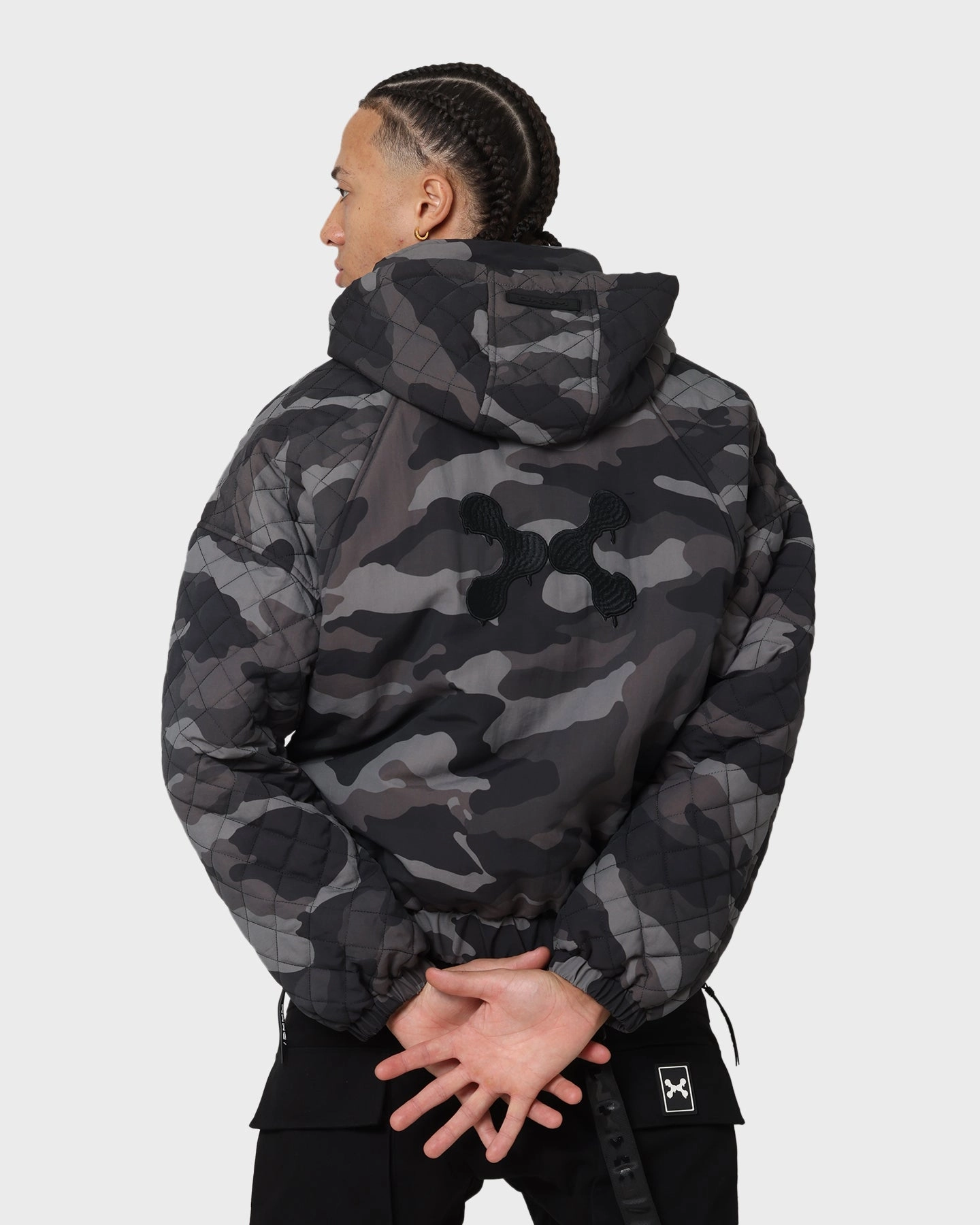 Risk suitable for individual sports DXXMLIFE L-3 Quilted AnXrak Nid Jacket Grey Camo