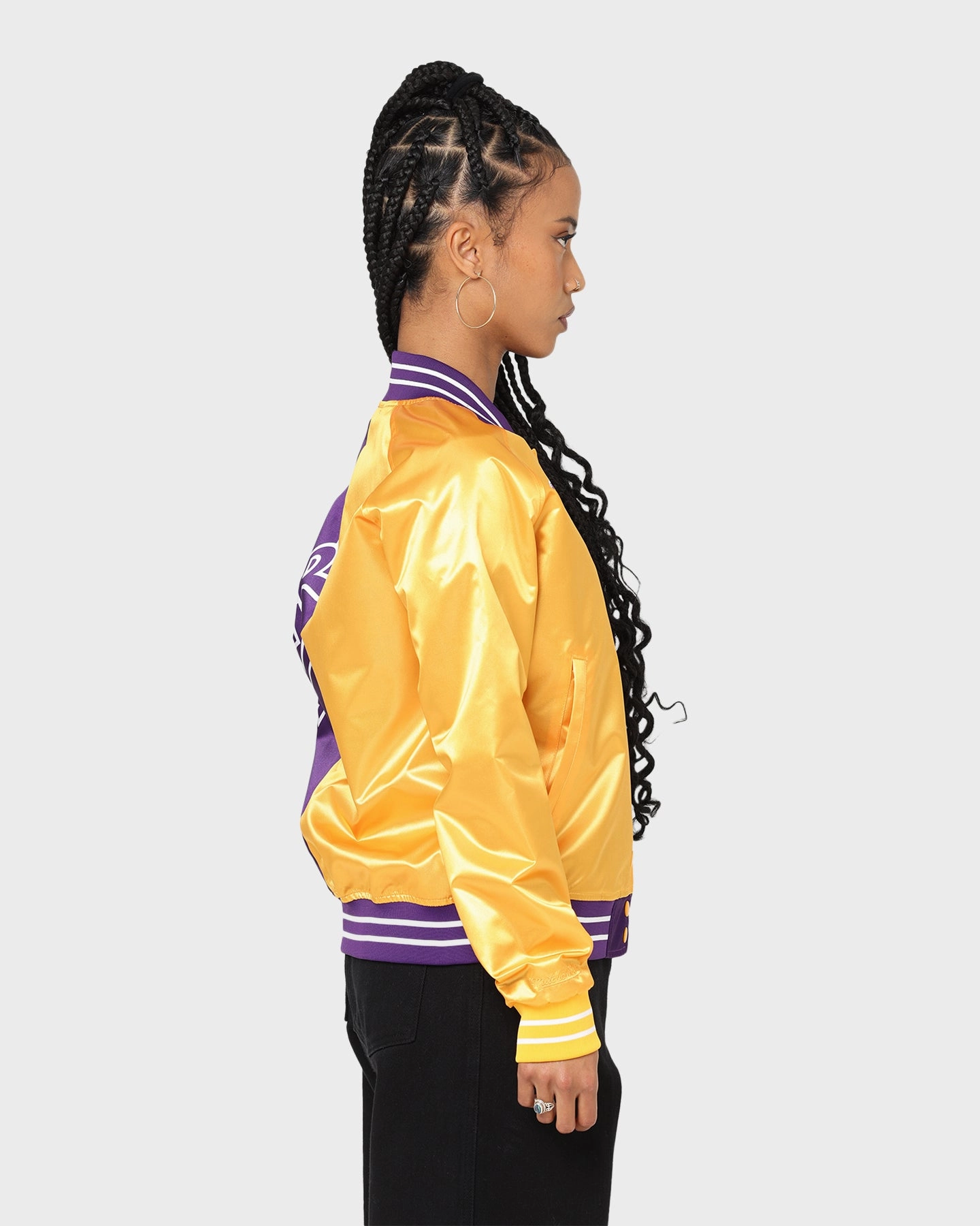 Mitchell & Ness Women's Los Angeles Lakers Big Face 5.0 Satin Jacket Yellow Chance