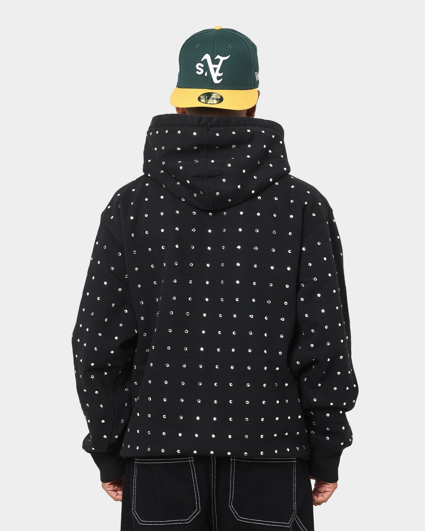 Feedback Supreme Rhinestone Hoodie Sweatshirt Black