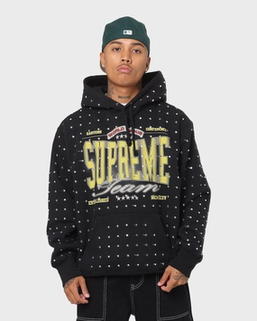 Prevent Reinforced Seams Supreme Rhinestone Hoodie Sweatshirt Black