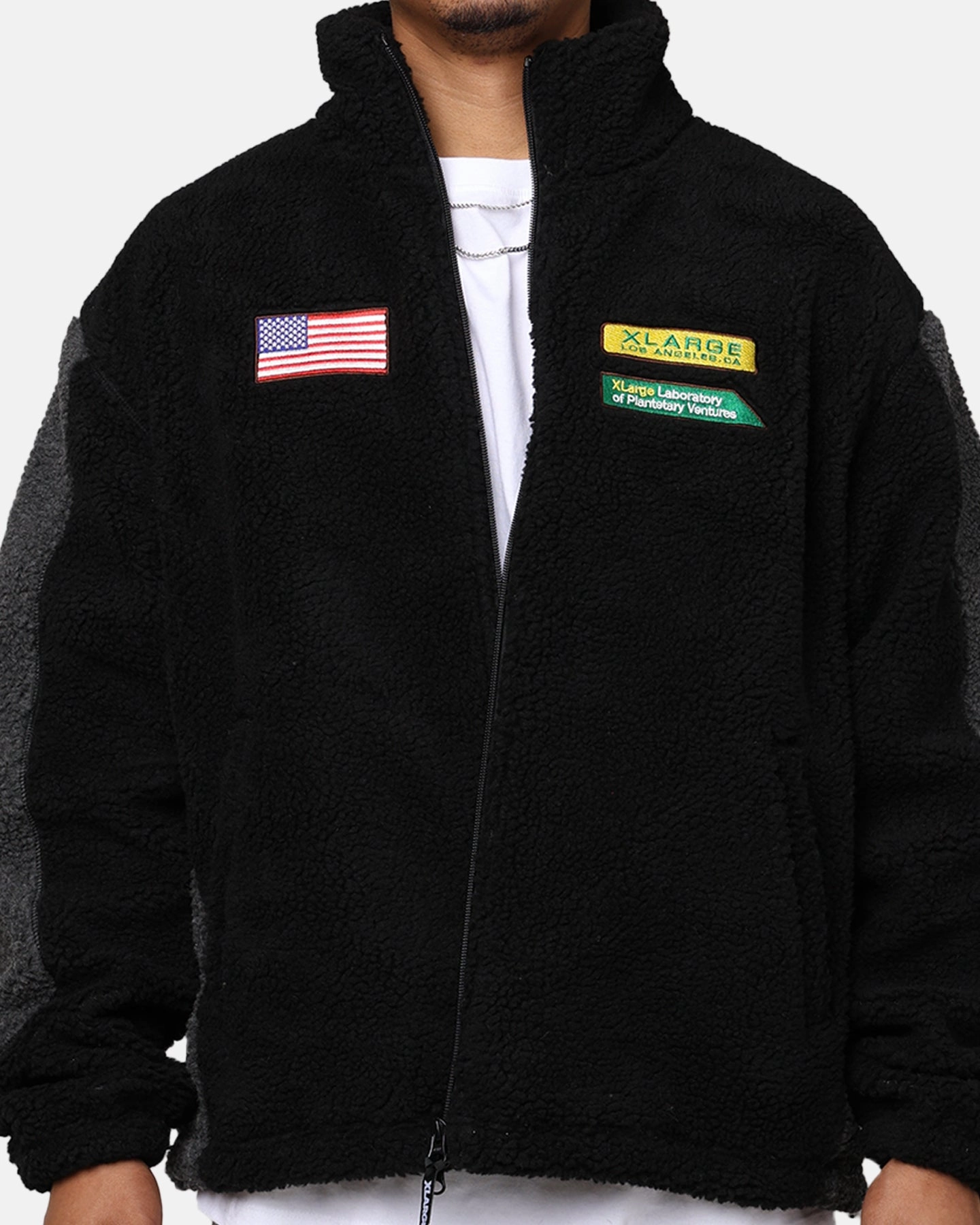 X-Large Panelled Boa Fleece Jacket Black Hyperguard Water Resistance