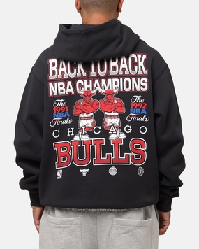 Mitchell & Ness Chicago Bulls Back To Back Hoodie Faded Black Raglan sleeves