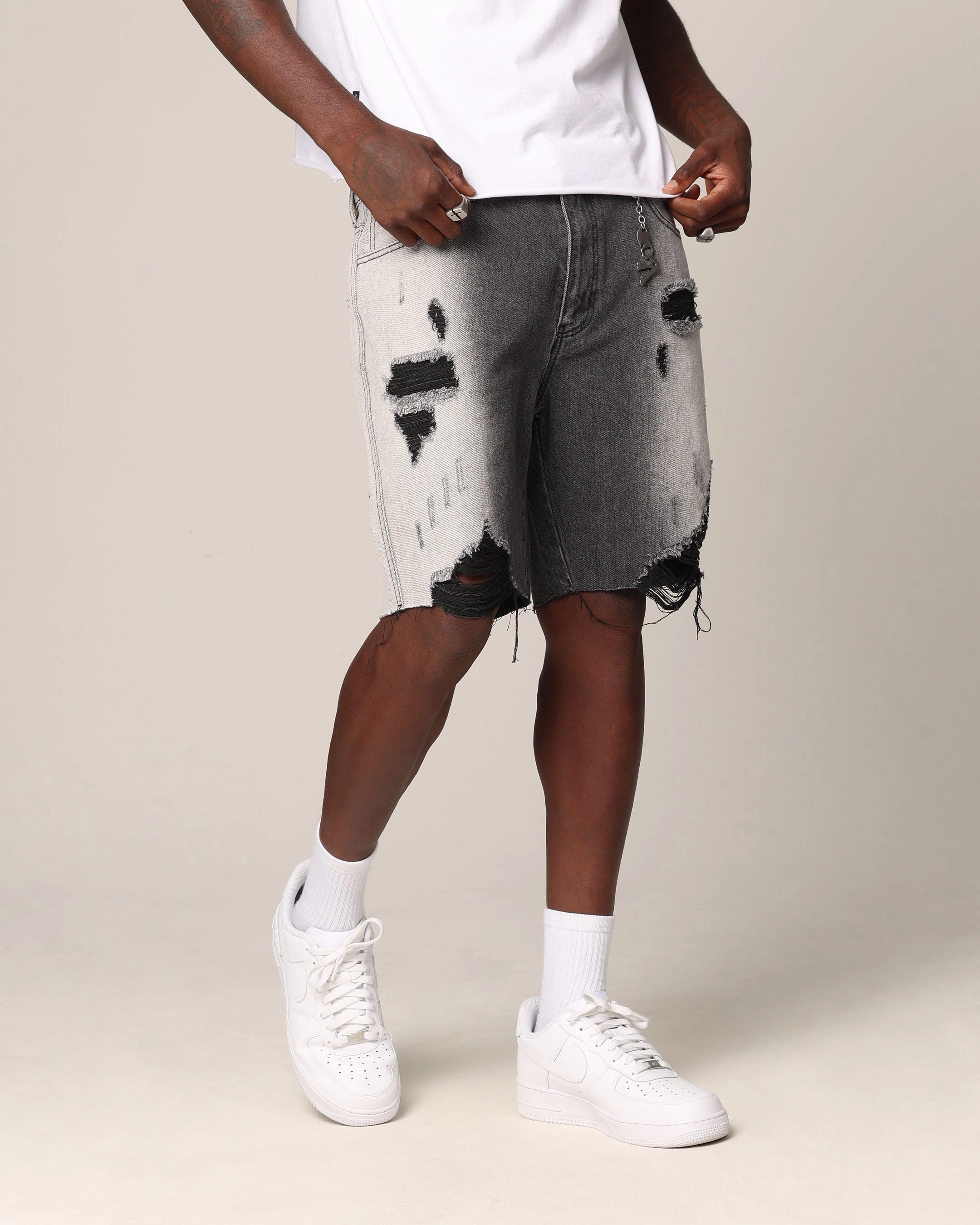 Saint Morta Sidewinder Denim Shorts Black Wash Relaxed Vibe Smart Casual