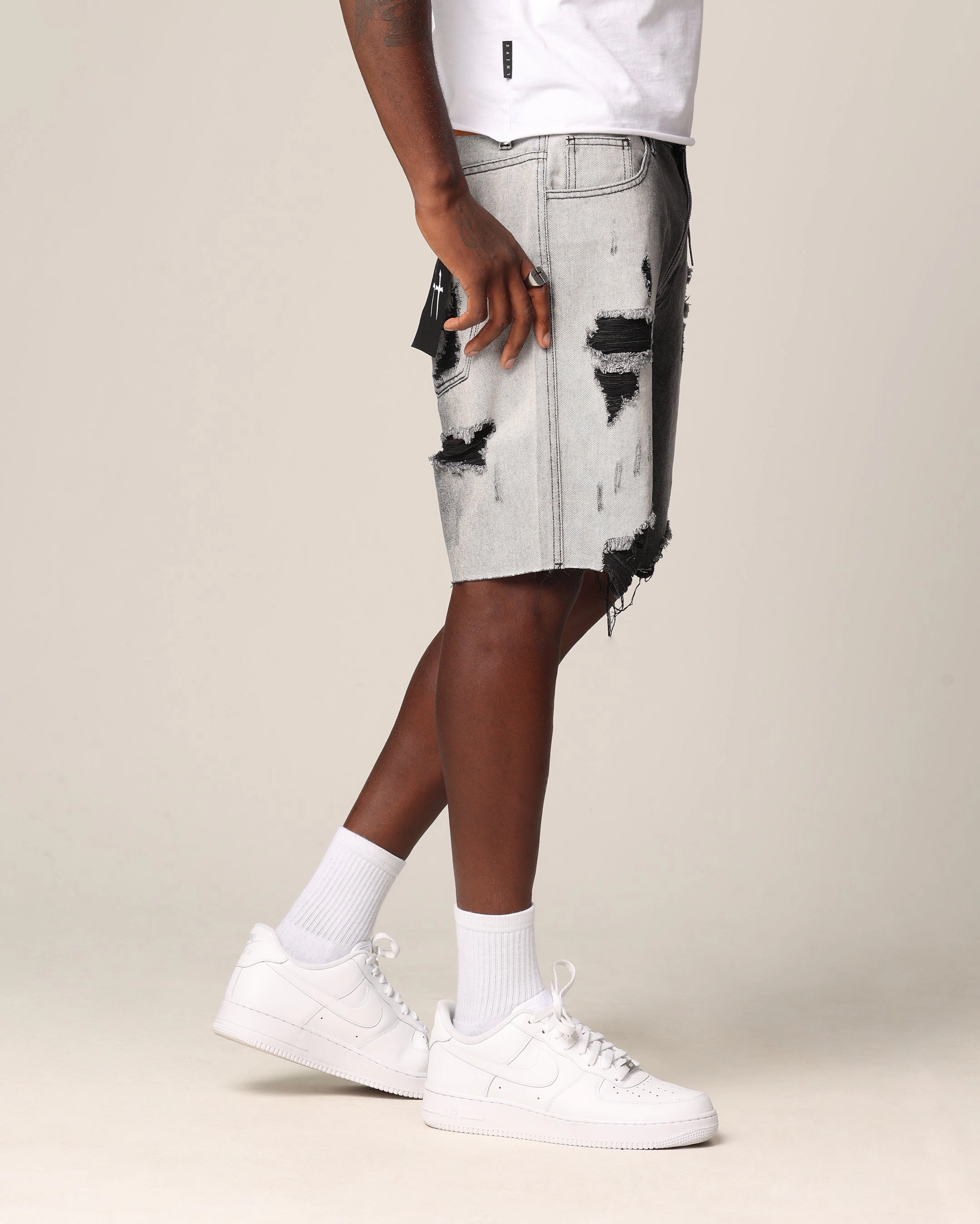 Saint Morta Sidewinder Denim Shorts Black Wash Basketball shorts