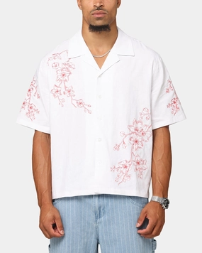 Carre Blossom Button Up Shirt White/Red Bold Graphics