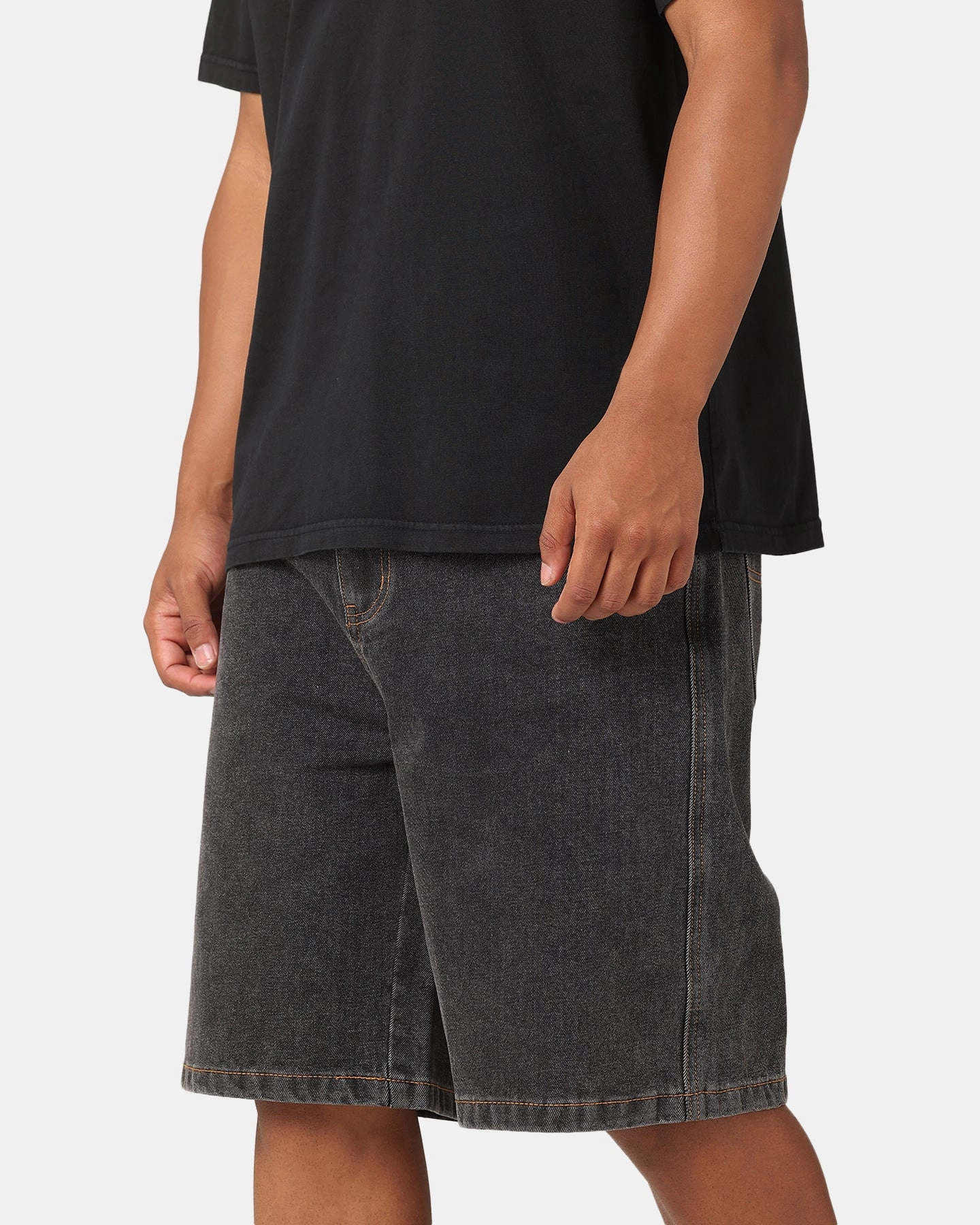 Water resistant coating S Double Denim Standard Shorts Washed Black