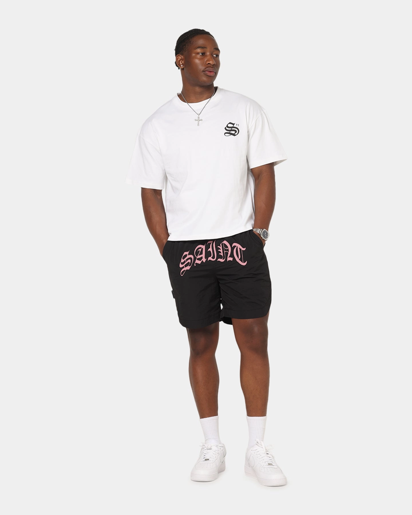 Quick Release Closure Reflective Safety Detailing Saint Morta Lucius Shorts Black/Pink