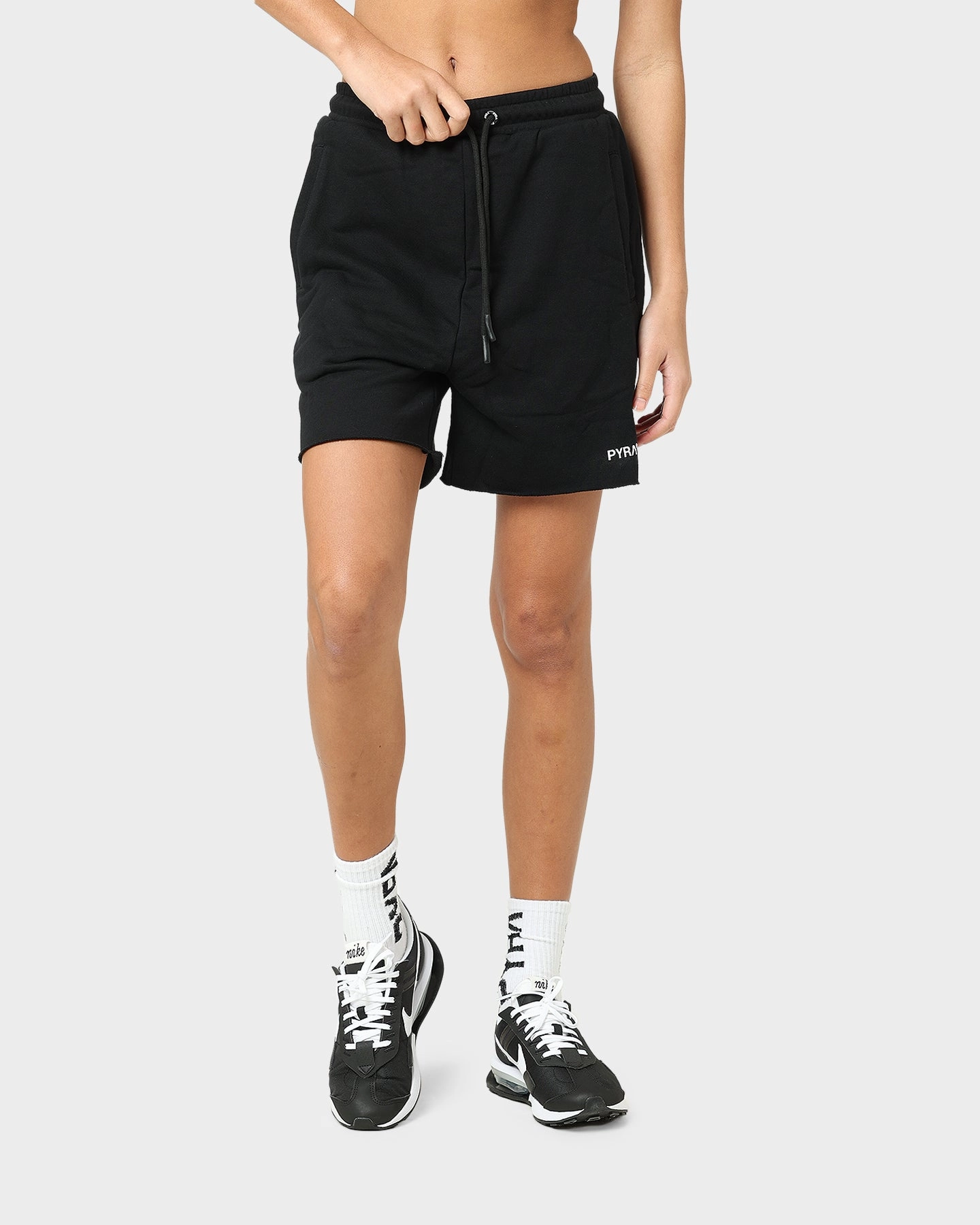 Bold Statement Flexible Stretch Waist PYRA Women's Tahoe Fleece Shorts Black